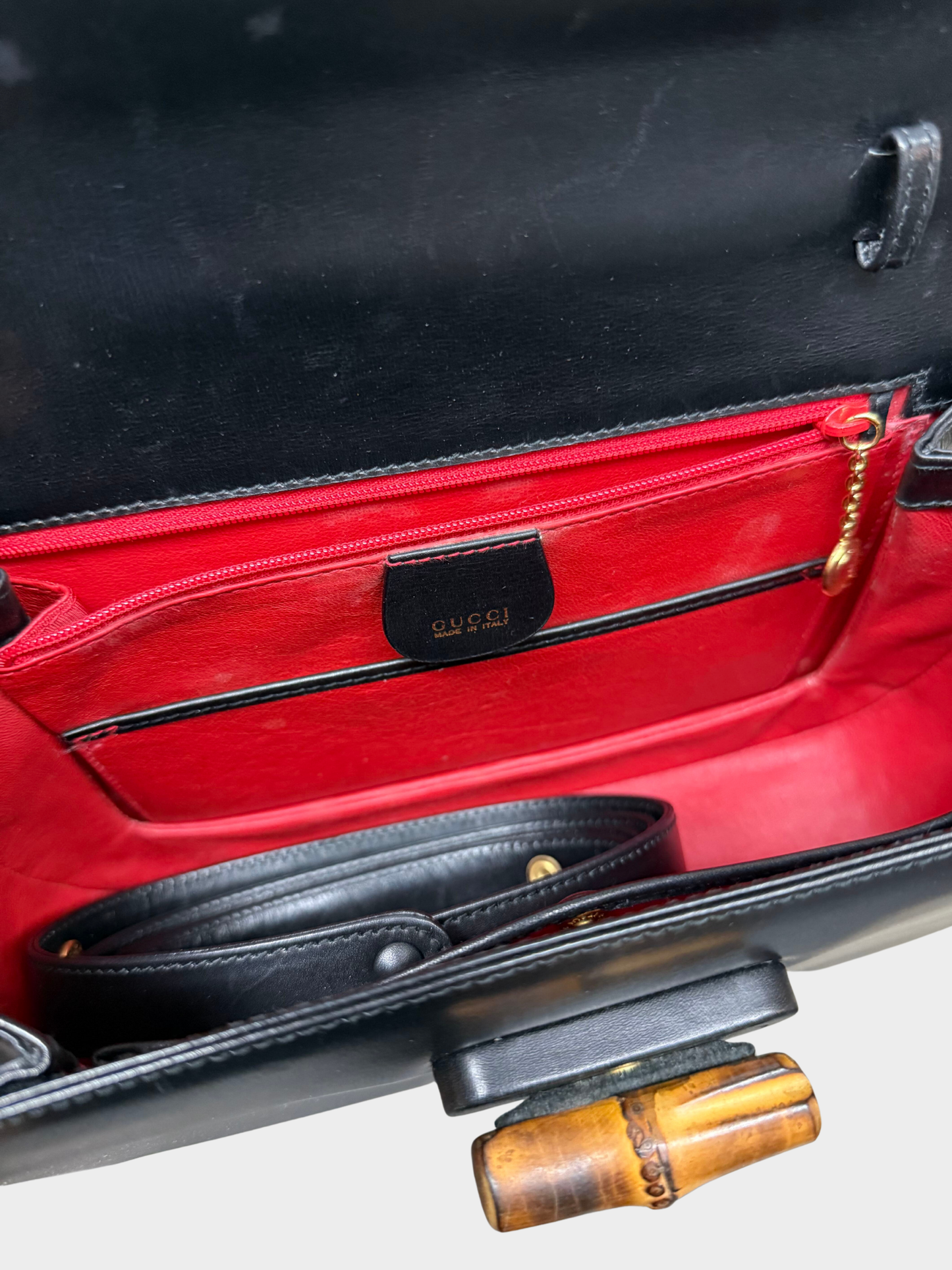 Gucci 2000s Black Calfskin Bamboo Top Handle Bag