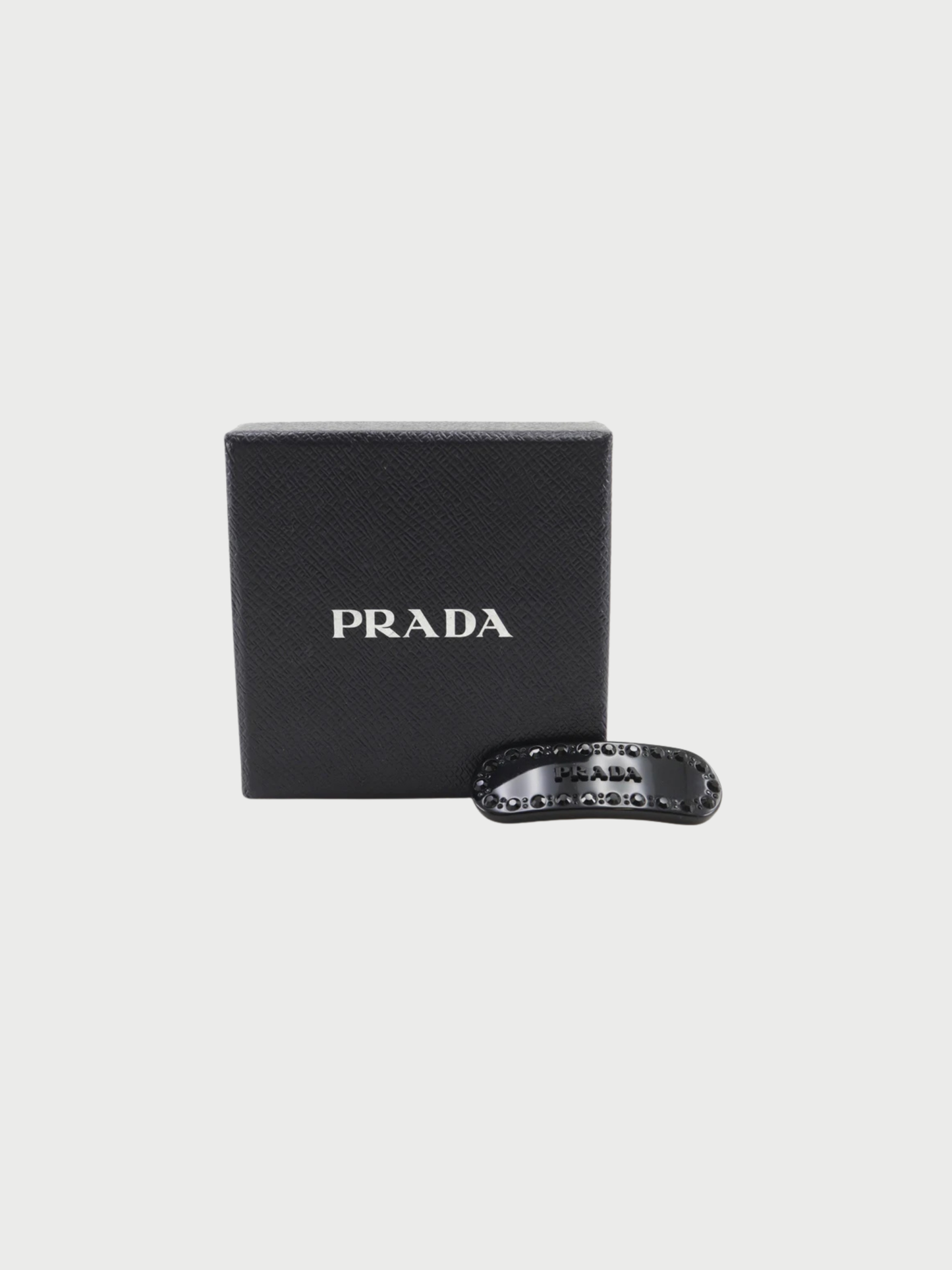 Prada 2020s Black Plastic Logo Bijou Barrette
