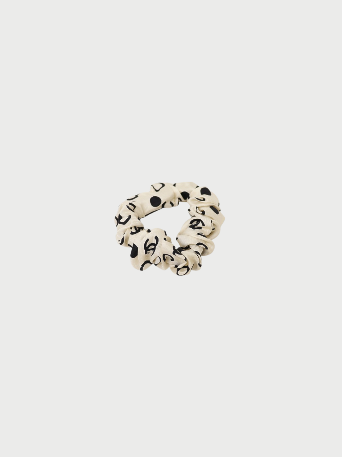 Chanel 2021 Black White Silk COCO Scrunchie Scarf Set