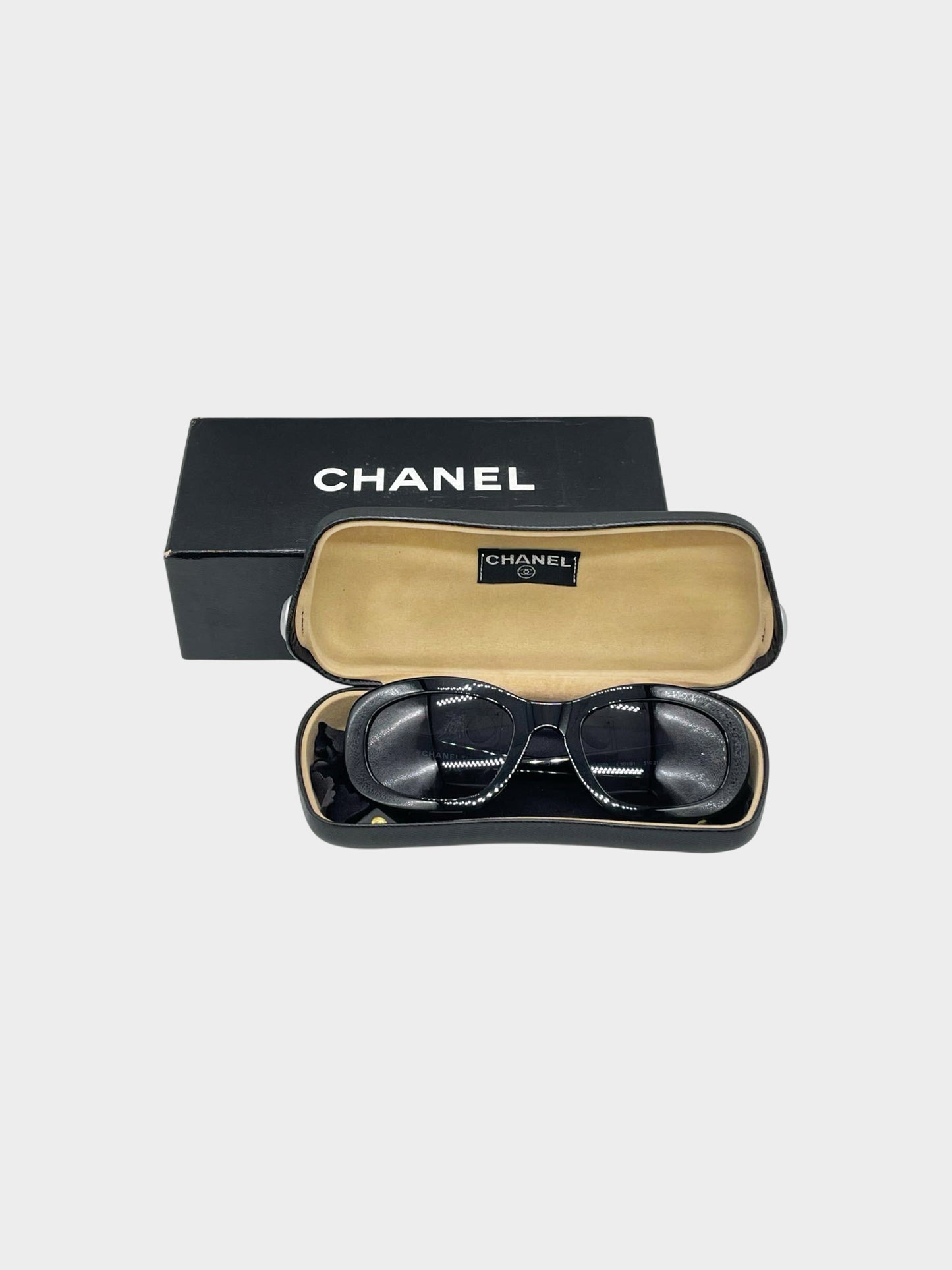 Chanel 2000s Black 5009 Y2K Quilted Sunglasses