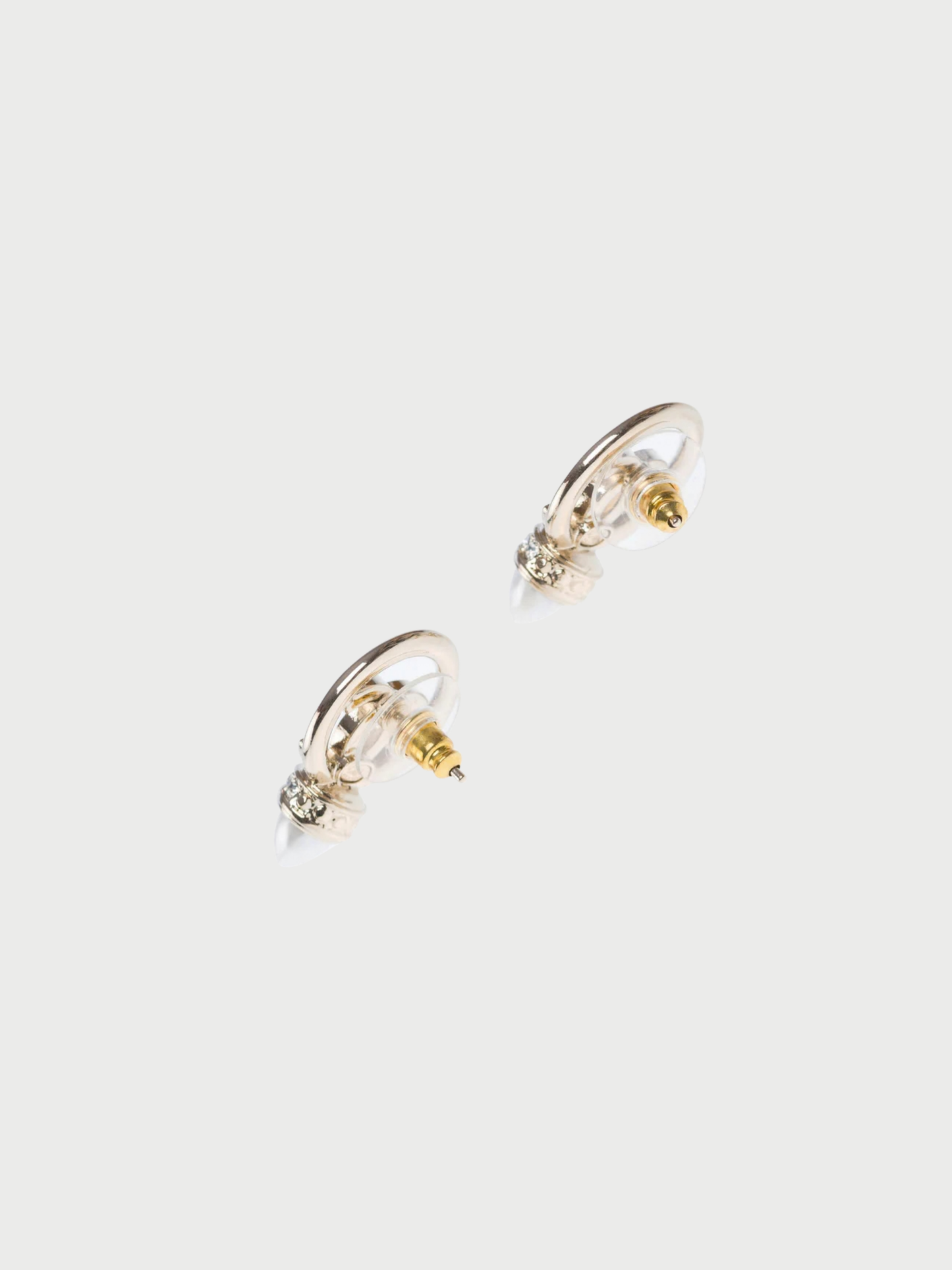 Chanel 2010s Gold Metal CC Pearl Crystal Earrings