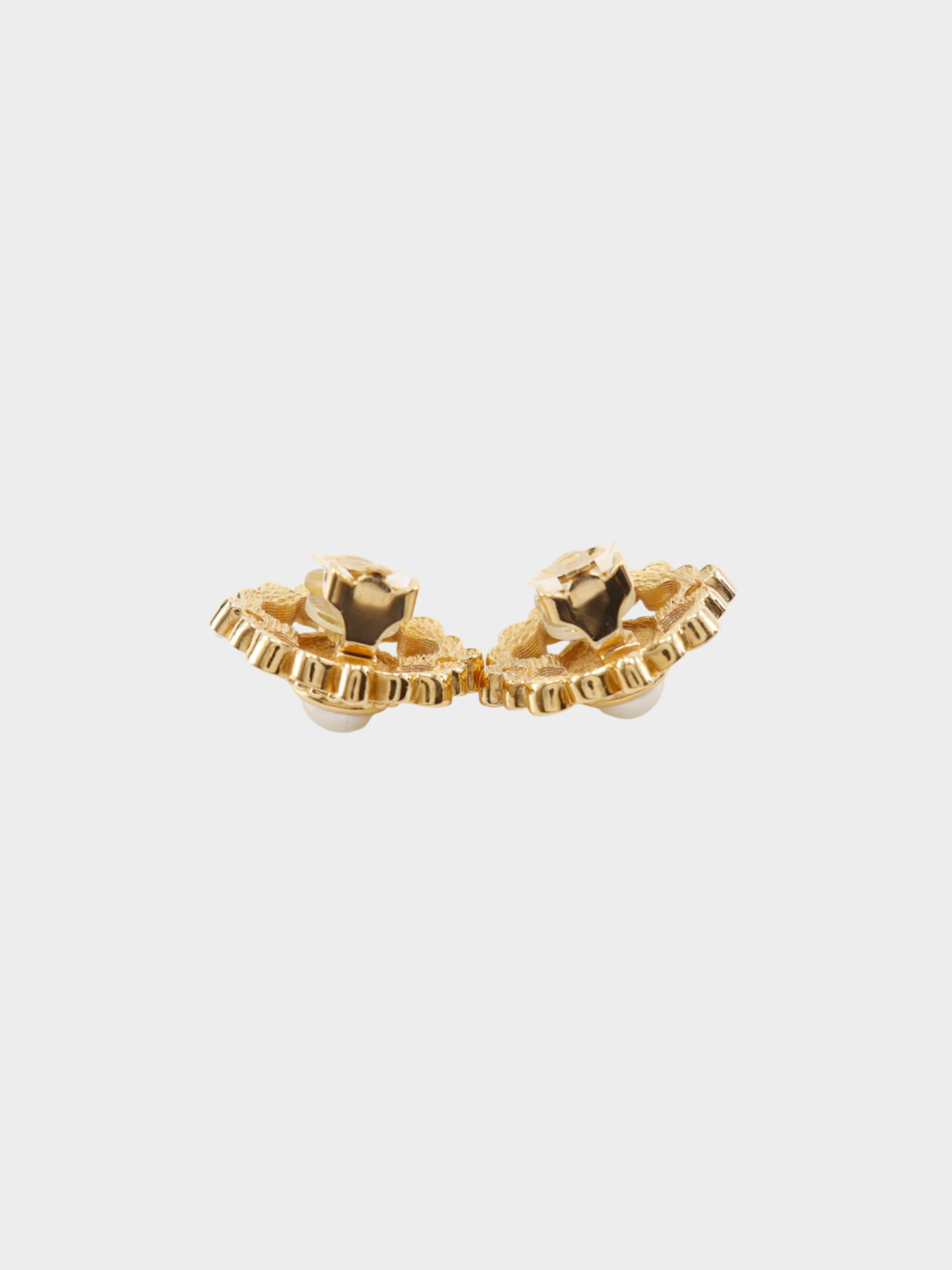 Christian Dior 1980s Gold Faux Pearl Rhinestone Earrings