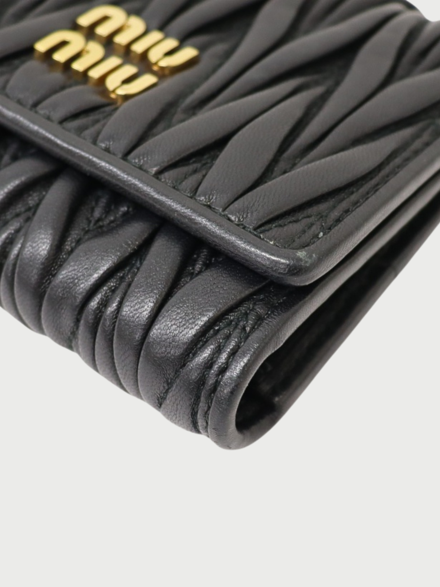 Miu Miu 2020s Black Leather Matelassé Wallet