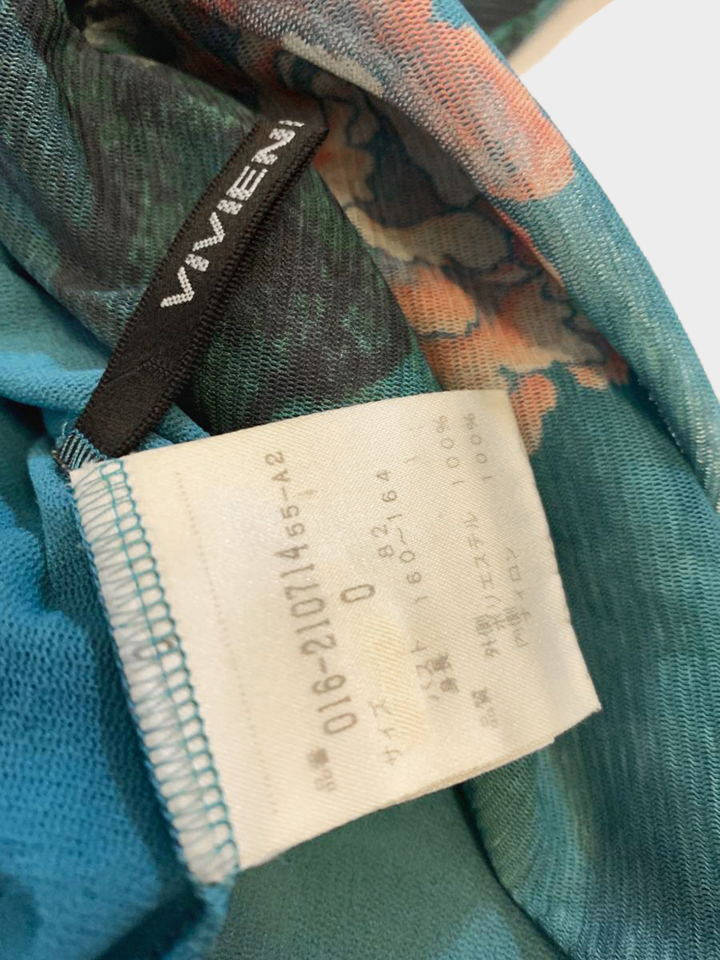 Vivienne Tam 1990s Archival Cut and Sew Floral Print Mesh Top