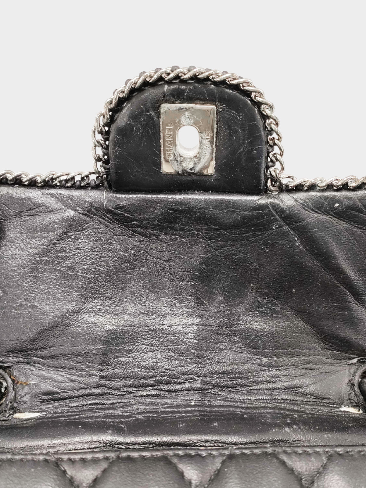 Chanel 2006-2008 Black Leather Quilted East West Madison Chain Around Flap Bag