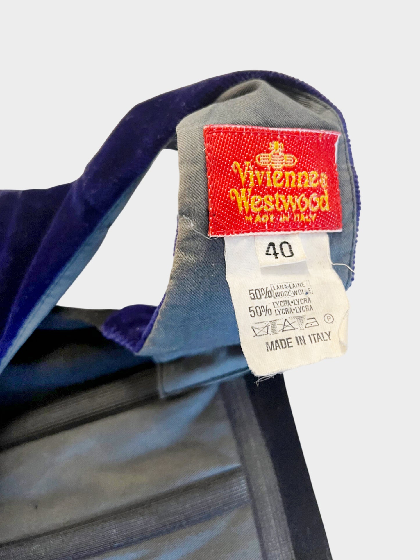 Vivienne Westwood Early 1990s Navy and Black Velvet Corset