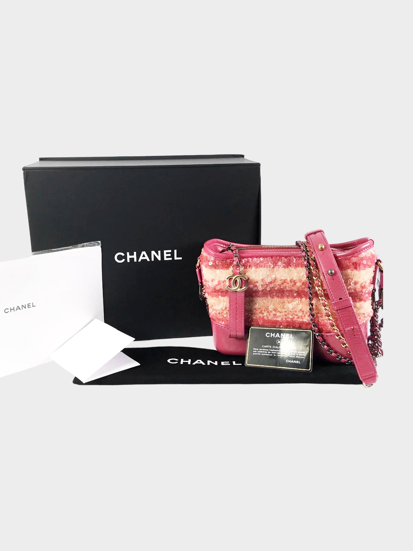 Chanel 2018-2019 Pink Sequins Gabrielle Small Shoulder Bag