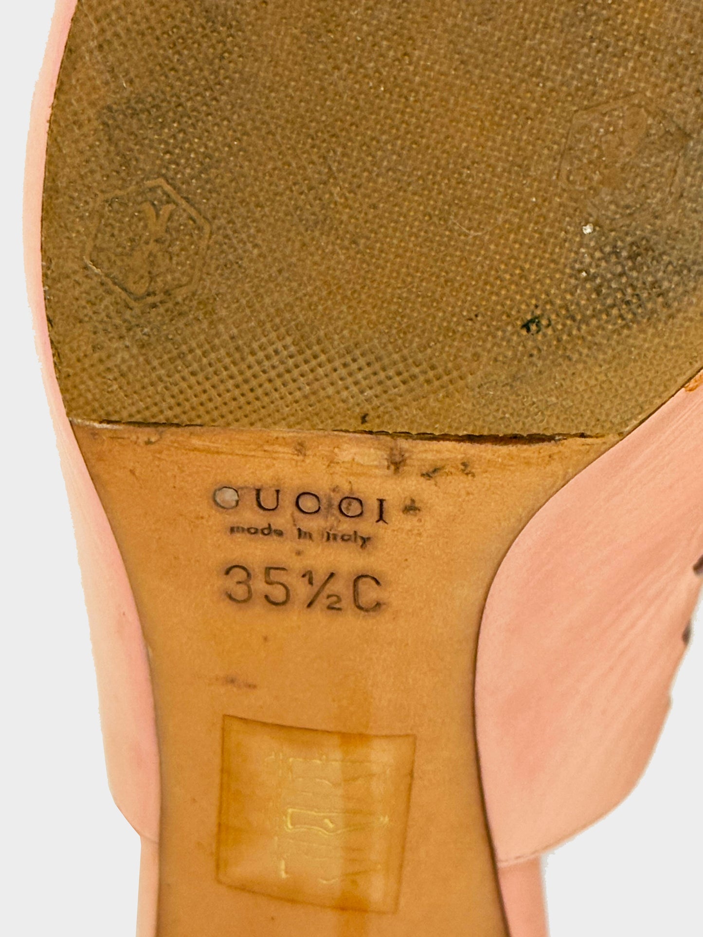Gucci 2000s Pink Leather Bow and Bamboo Motif Slingback Heels