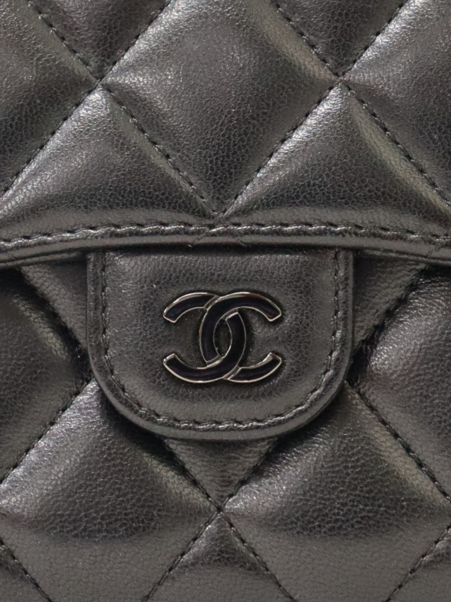 Chanel 2020s Black Lambskin Matelassé Compact Wallet