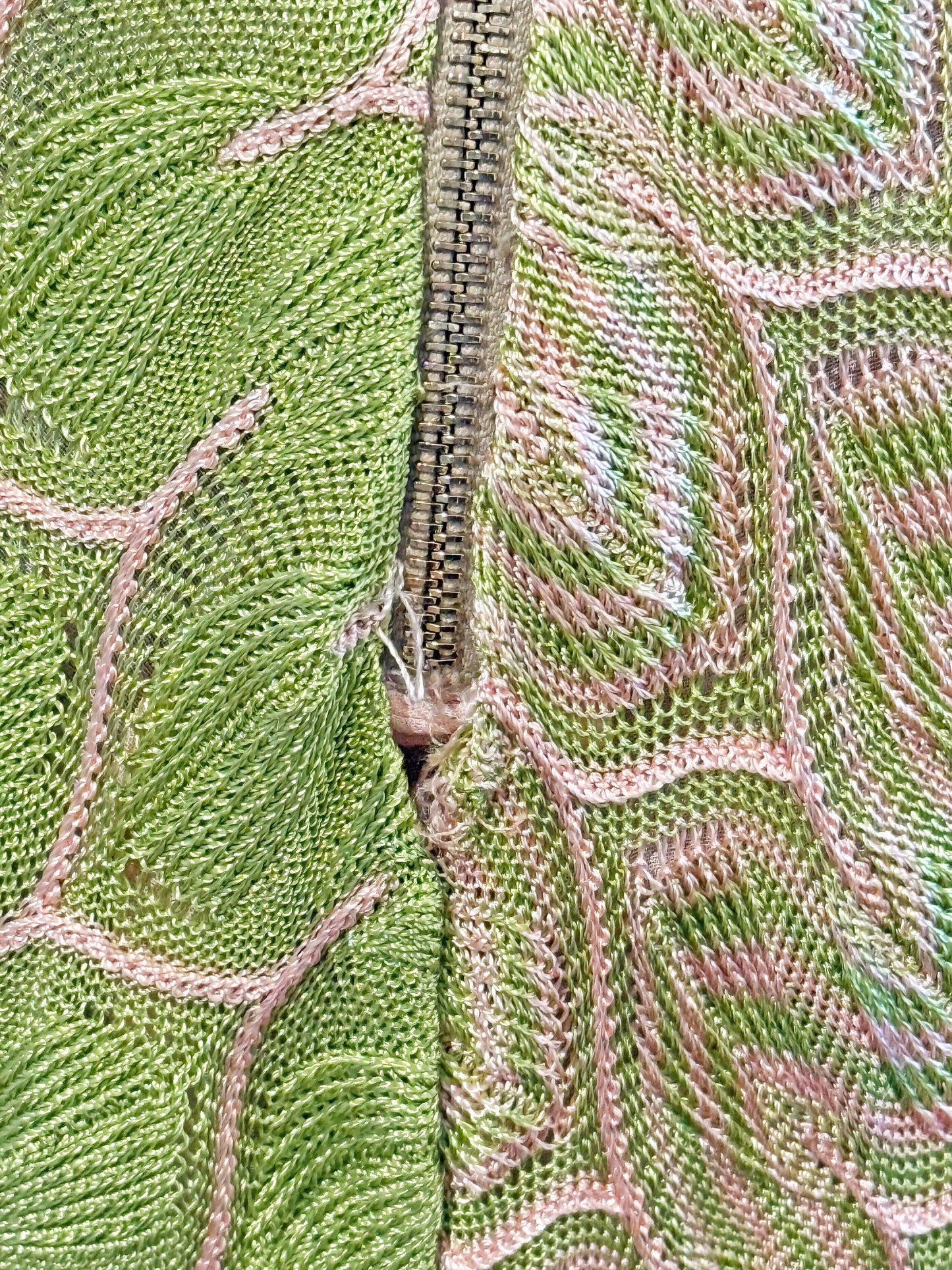 Missoni 2000s Rare Pink and Green Abstract Pattern Knitted Dress