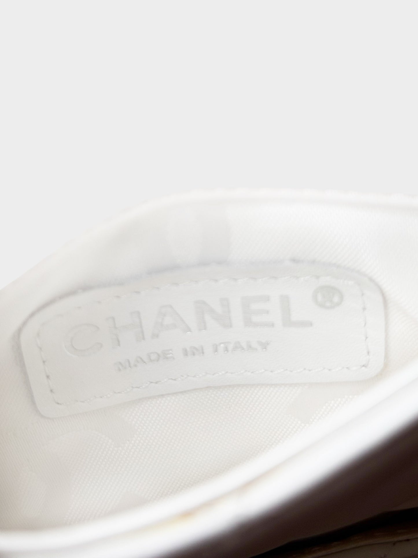 Chanel 2004-2005 White Lambskin Cambon Line Mini Crossbody Bag with Python Trim