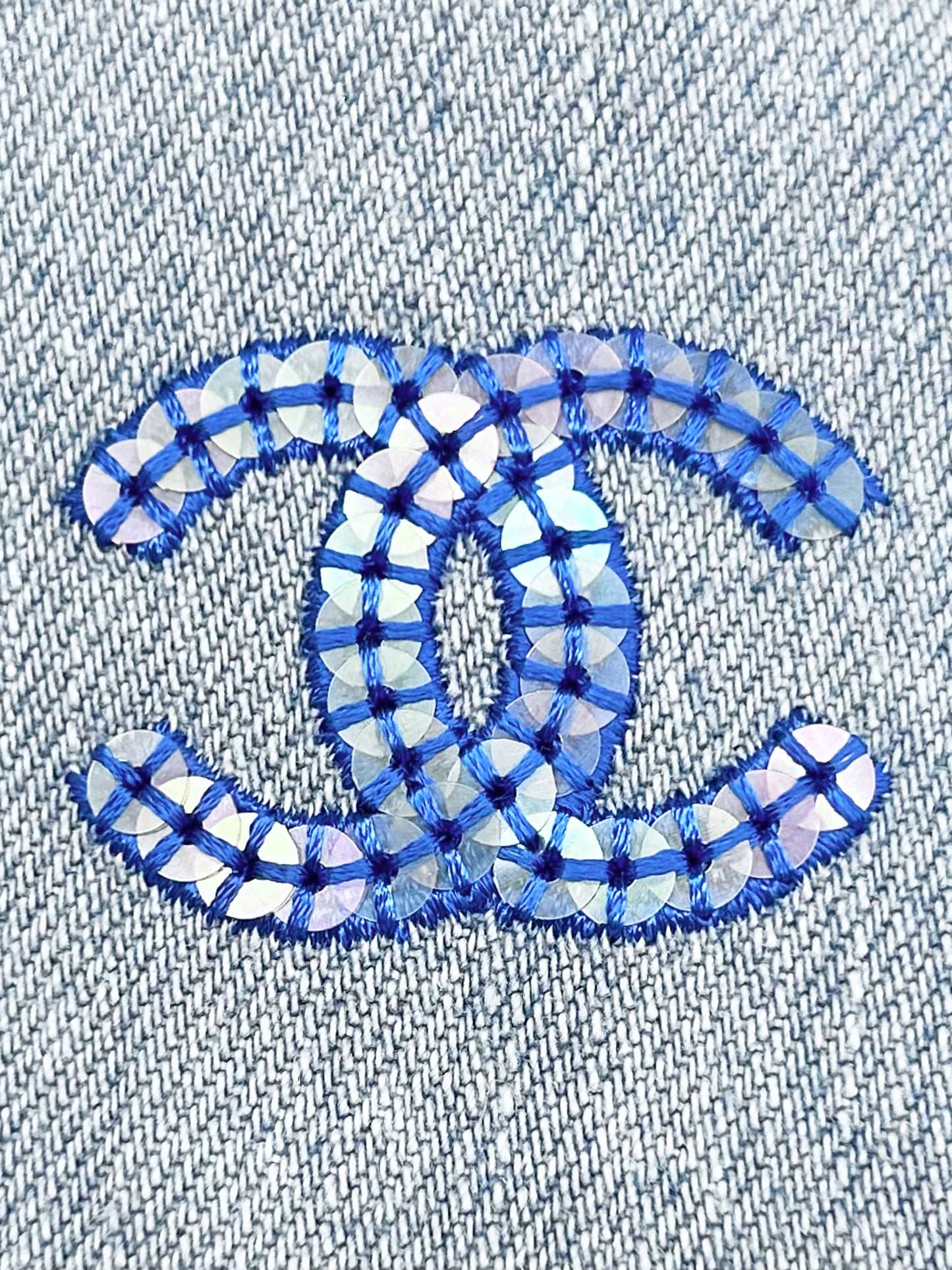 Chanel SS 2024 Denim with Sequin CC and Clover Print Reversible Bucket Hat