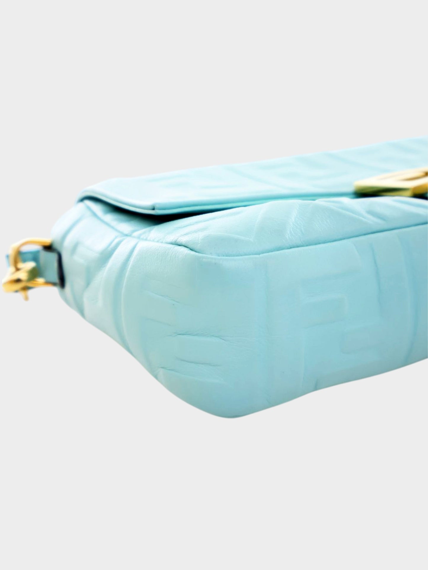 Fendi 2023 Blue FF Embossed Leather Baguette