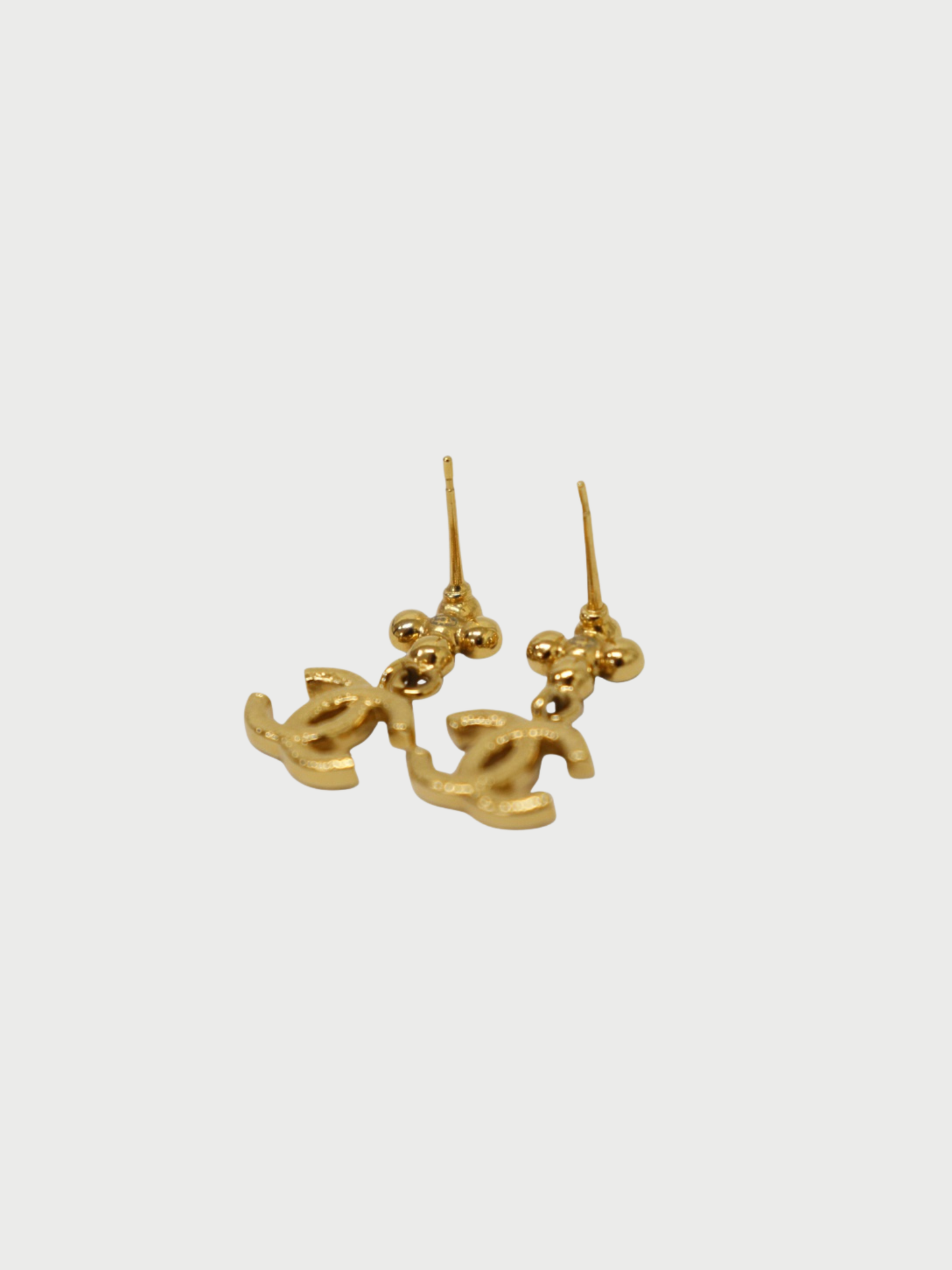 Chanel 2017 Gold Black Coco Flower Rhinestone Earrings