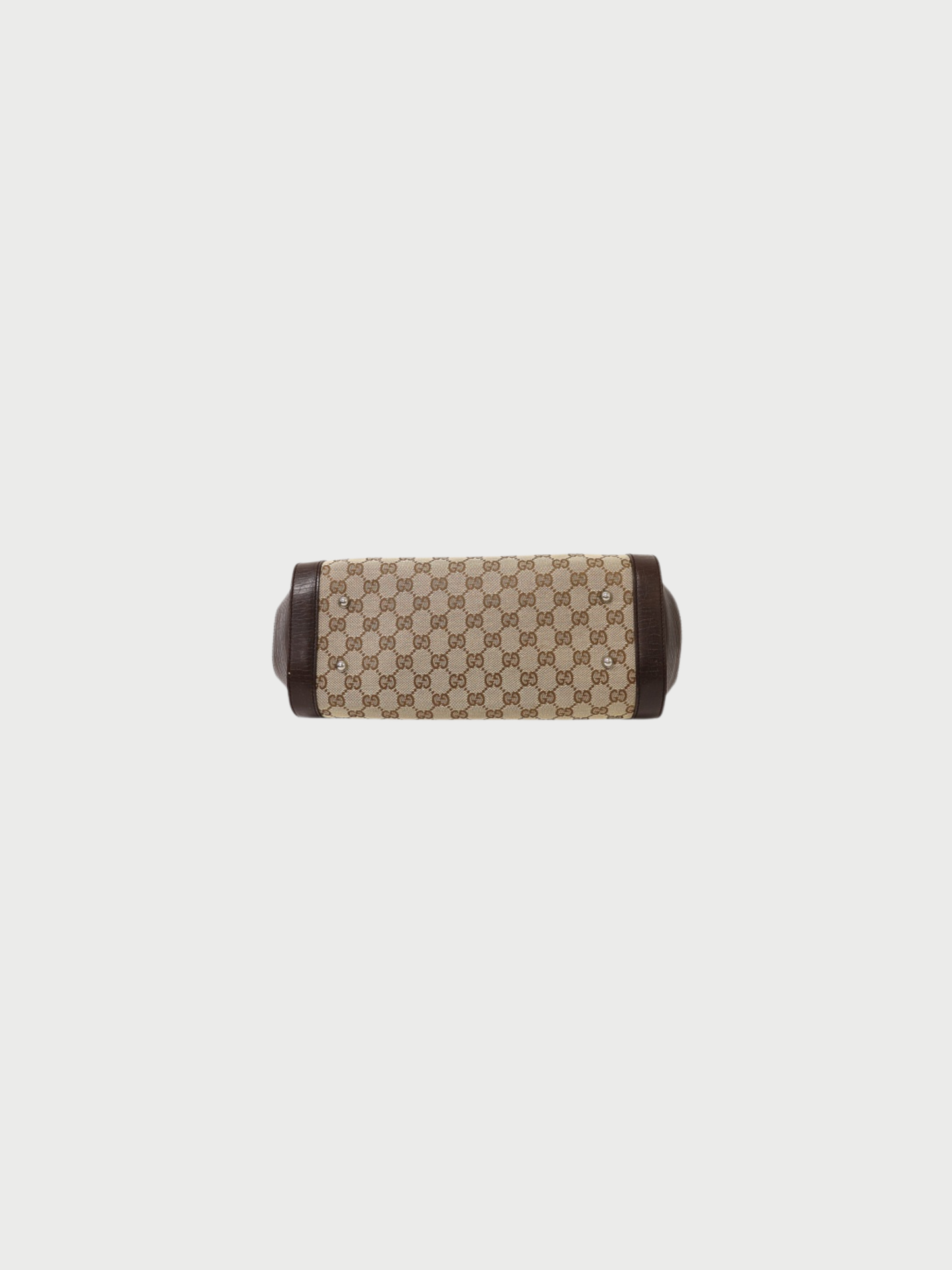 Gucci 2000s Brown Beige GG Canvas Bamboo Leather Handbag