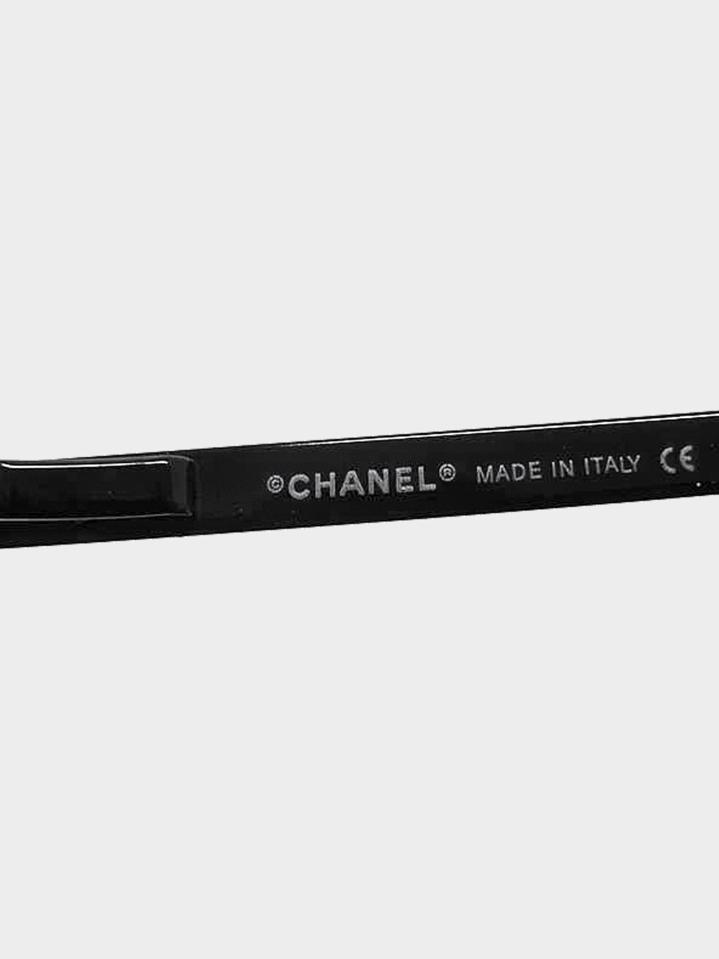 Chanel 2000s Black Rimless CC and Rhinestones Sunglasses