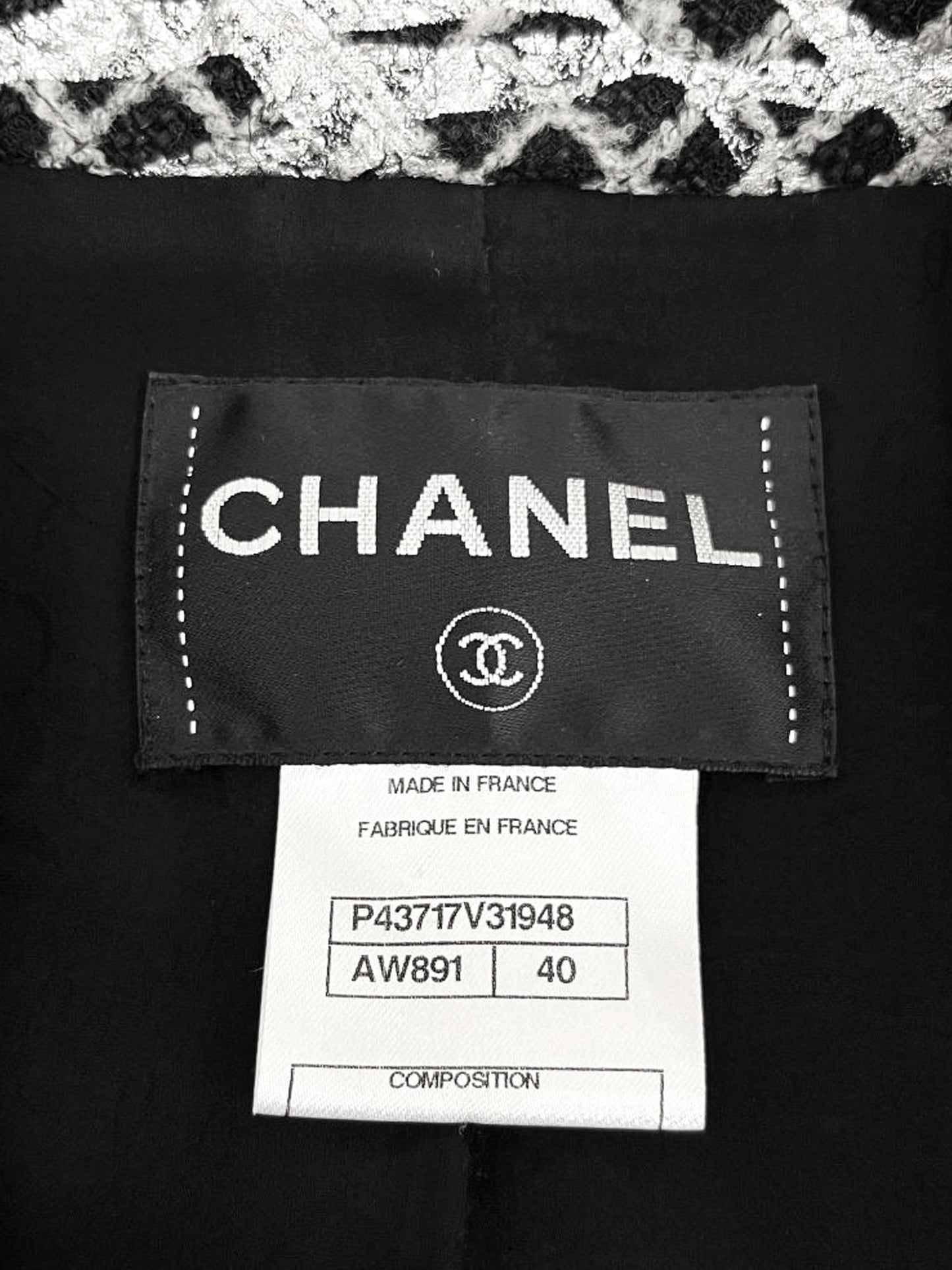 Chanel SS 2012 Silver and Black Tweed Jacket