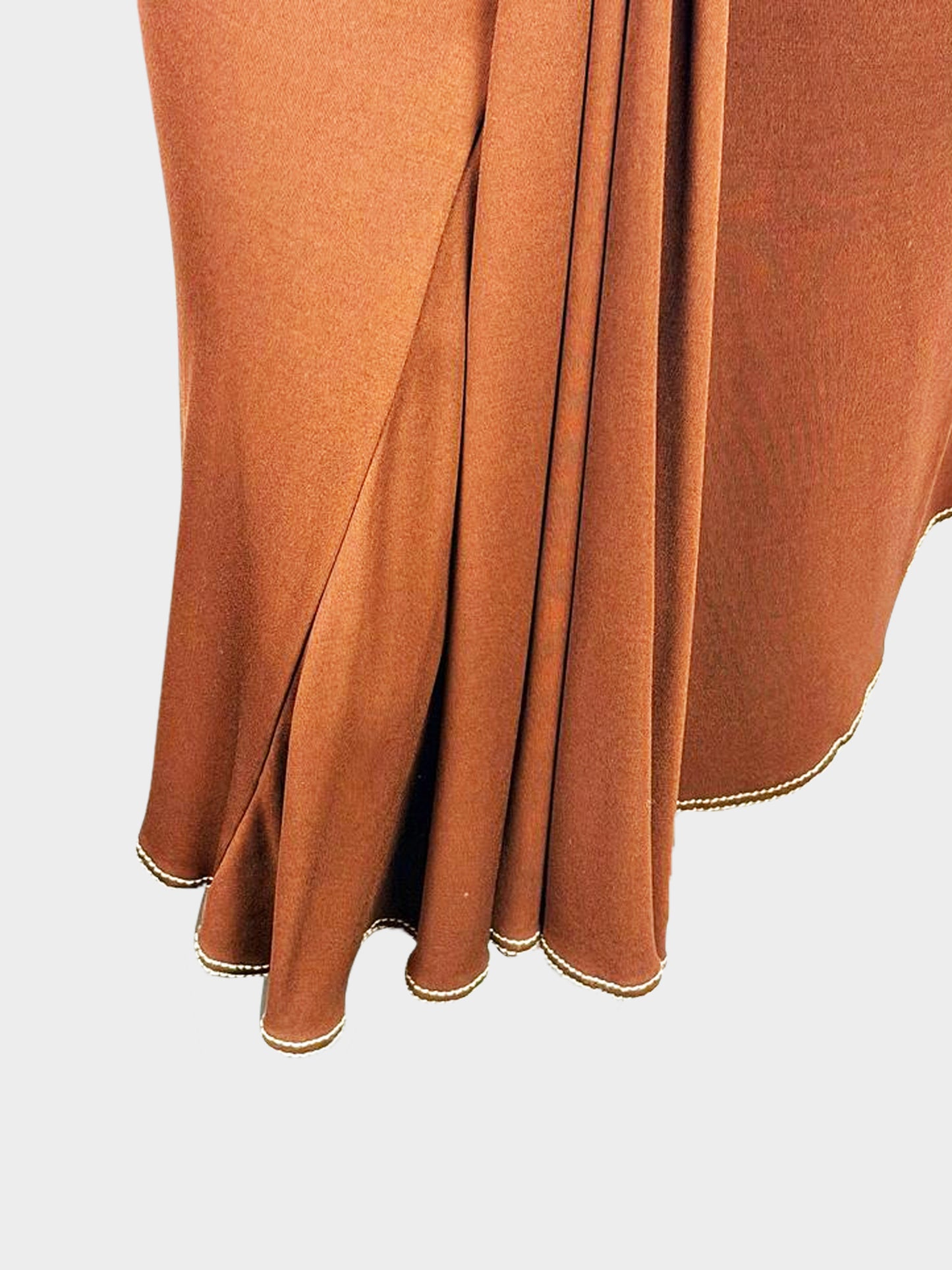 Hermès 1990s Brown Viscose Low-wait Ring Skirt