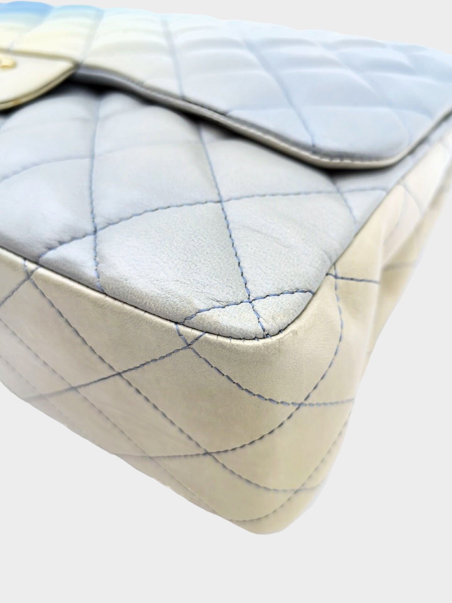 Chanel 2010 Light Blue to Grey Ombre Jumbo Classic Flap Bag