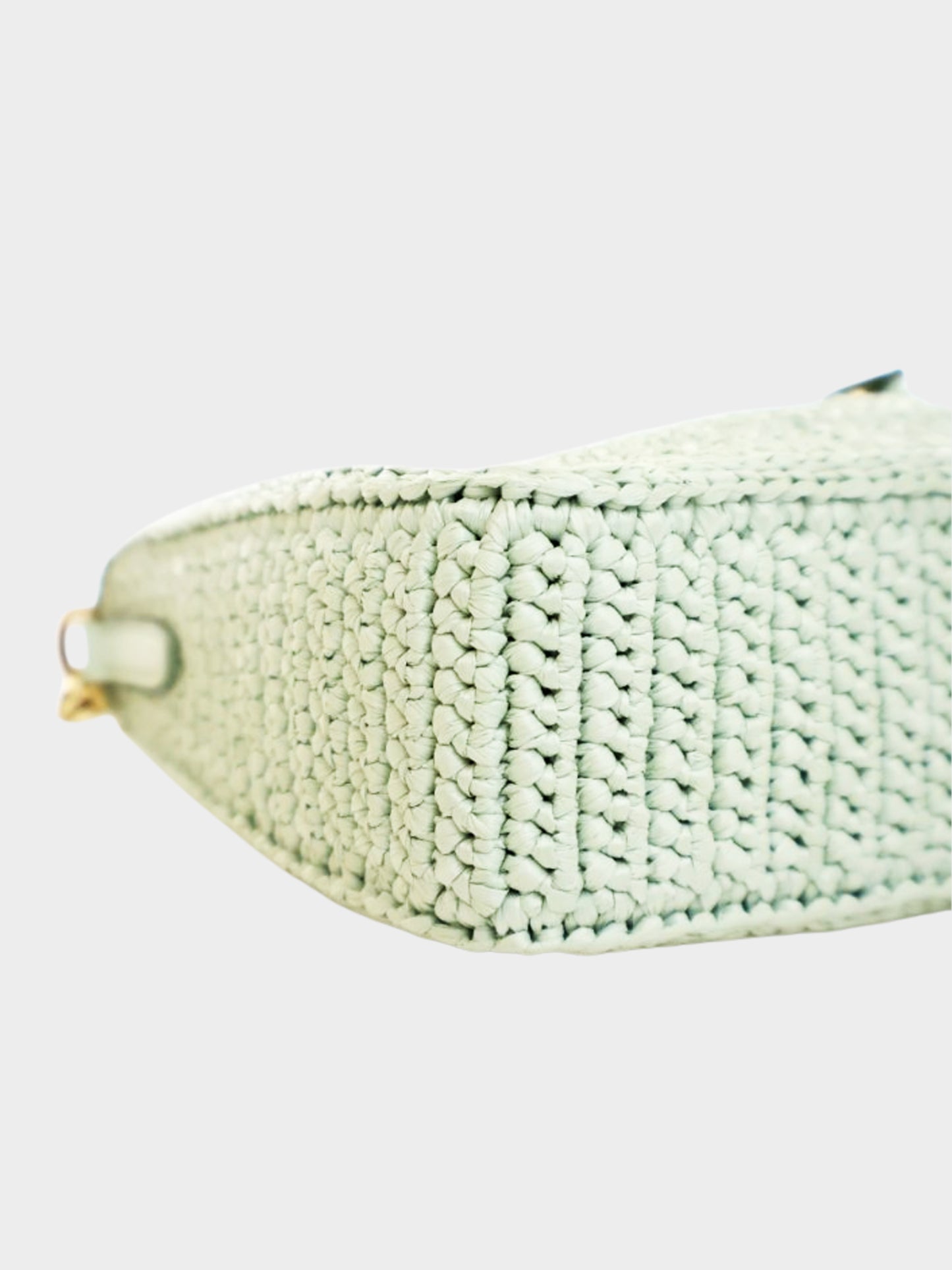 Prada 2010s Mint Green Raffia Crochet Re-Edition  Shoulder Bag