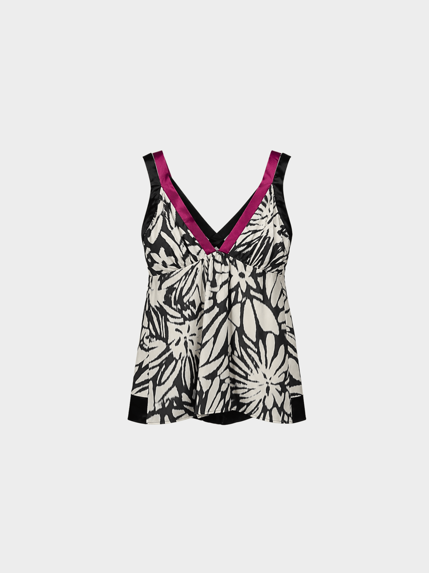 Etro 2000s White and Black Tie-Dye Silk-Satin Babydoll Tank