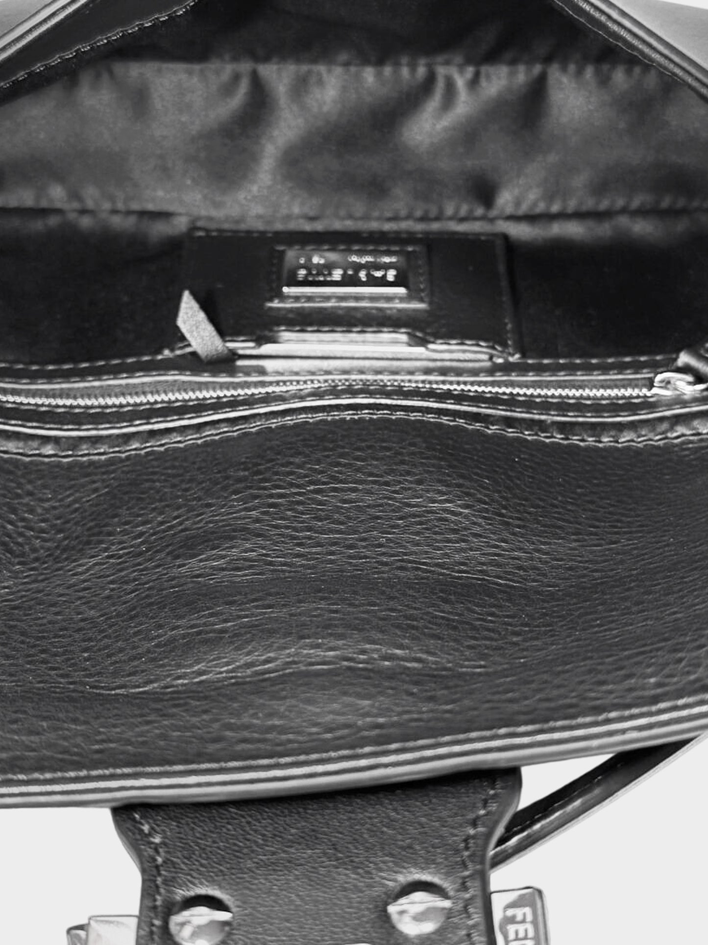 Fendi 2018 Black Leather Swarovski Crystal-embellished Baguette