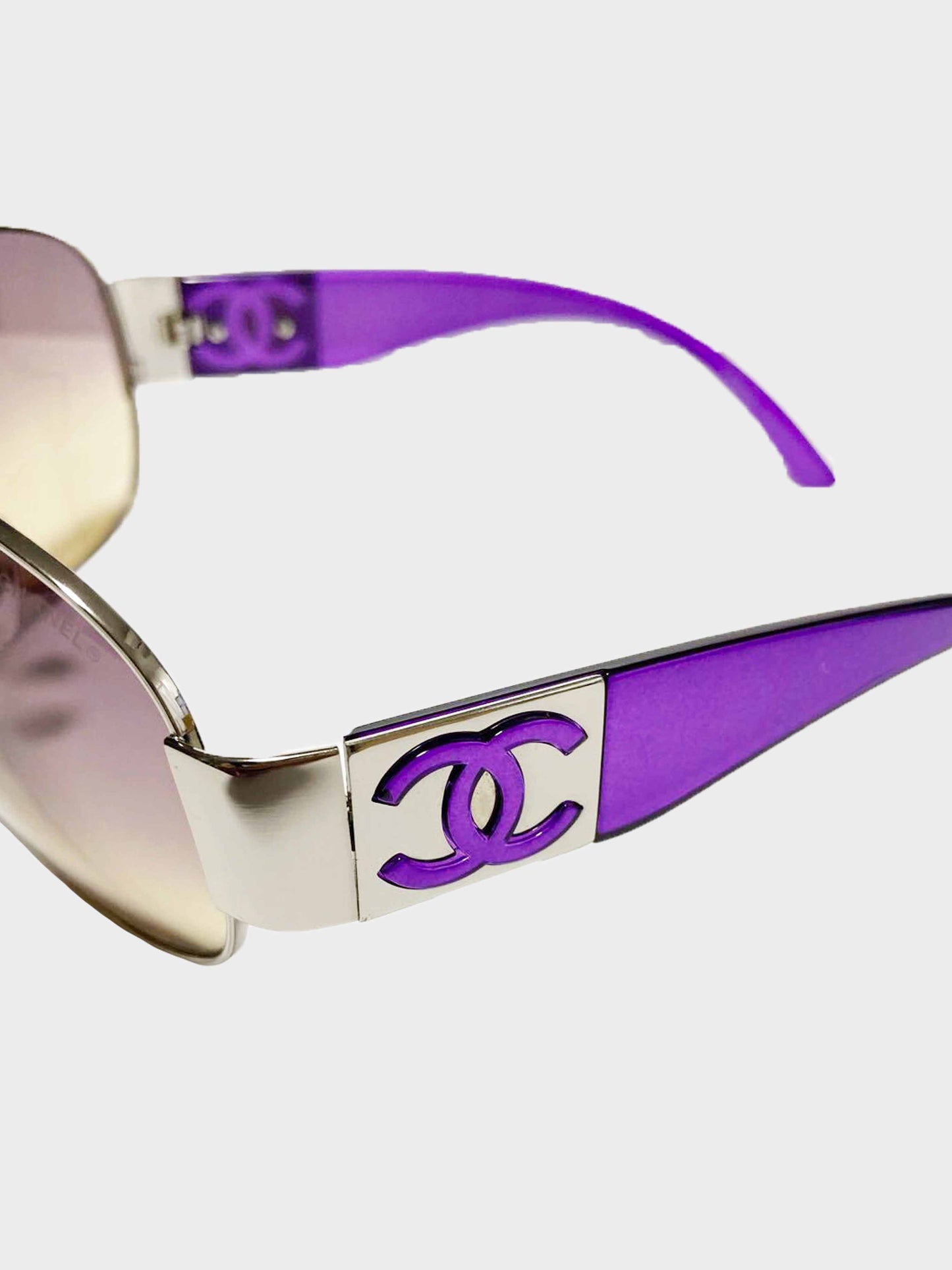 Chanel 2010s Purple CC Aviator Sunglasses