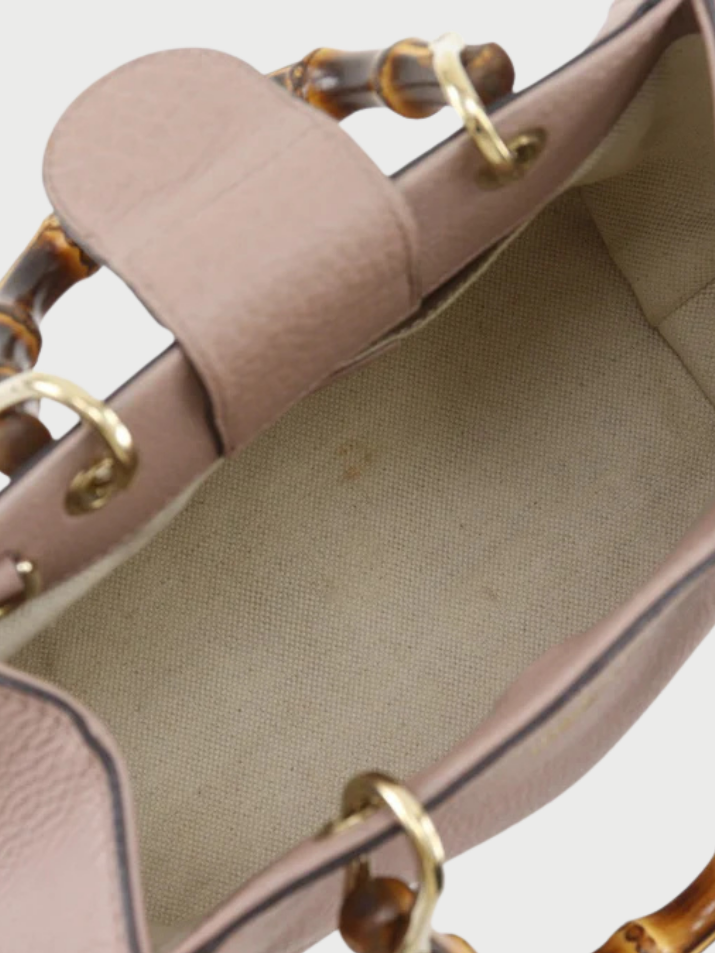 Gucci 2010s Pink Calfskin Bamboo Mini Shopper 2-Way Handbag