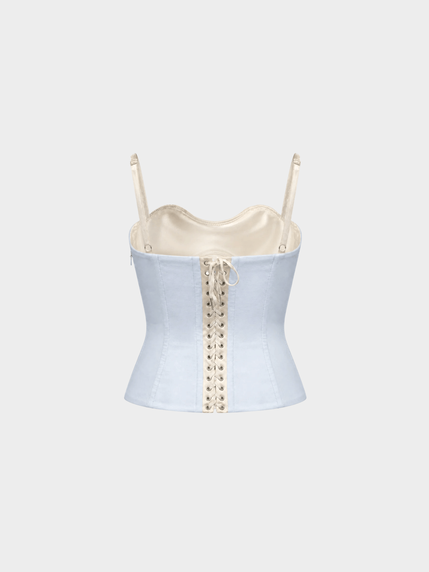 Dolce and Gabbana 2000s Baby Blue "Mucha" Lace-Up Corset Top