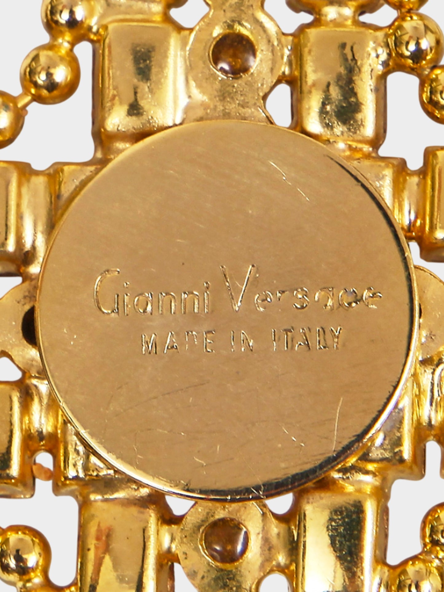 Gianni Versace 1991 Red and Gold Gilt Metal Cross Necklace