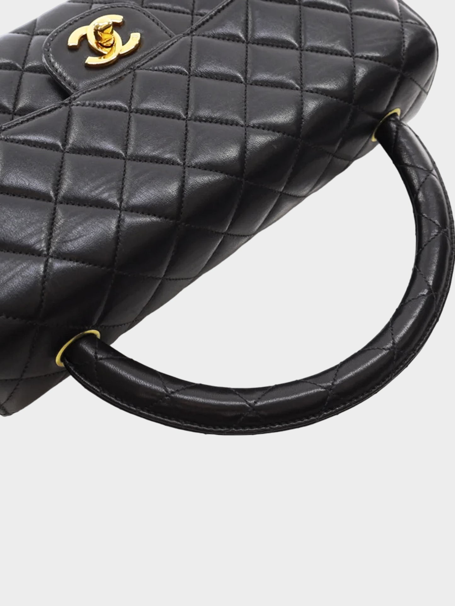 Chanel 1996-1997 Black Lambskin Vintage Top Handle Bag