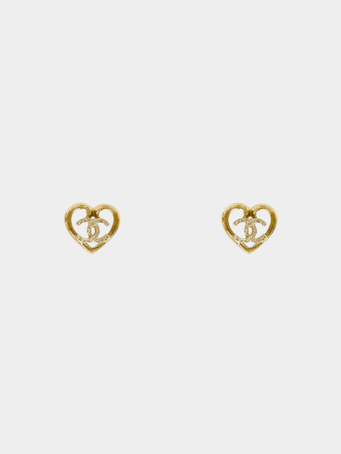 Chanel 2000s Gold Coco Heart Stud Earrings