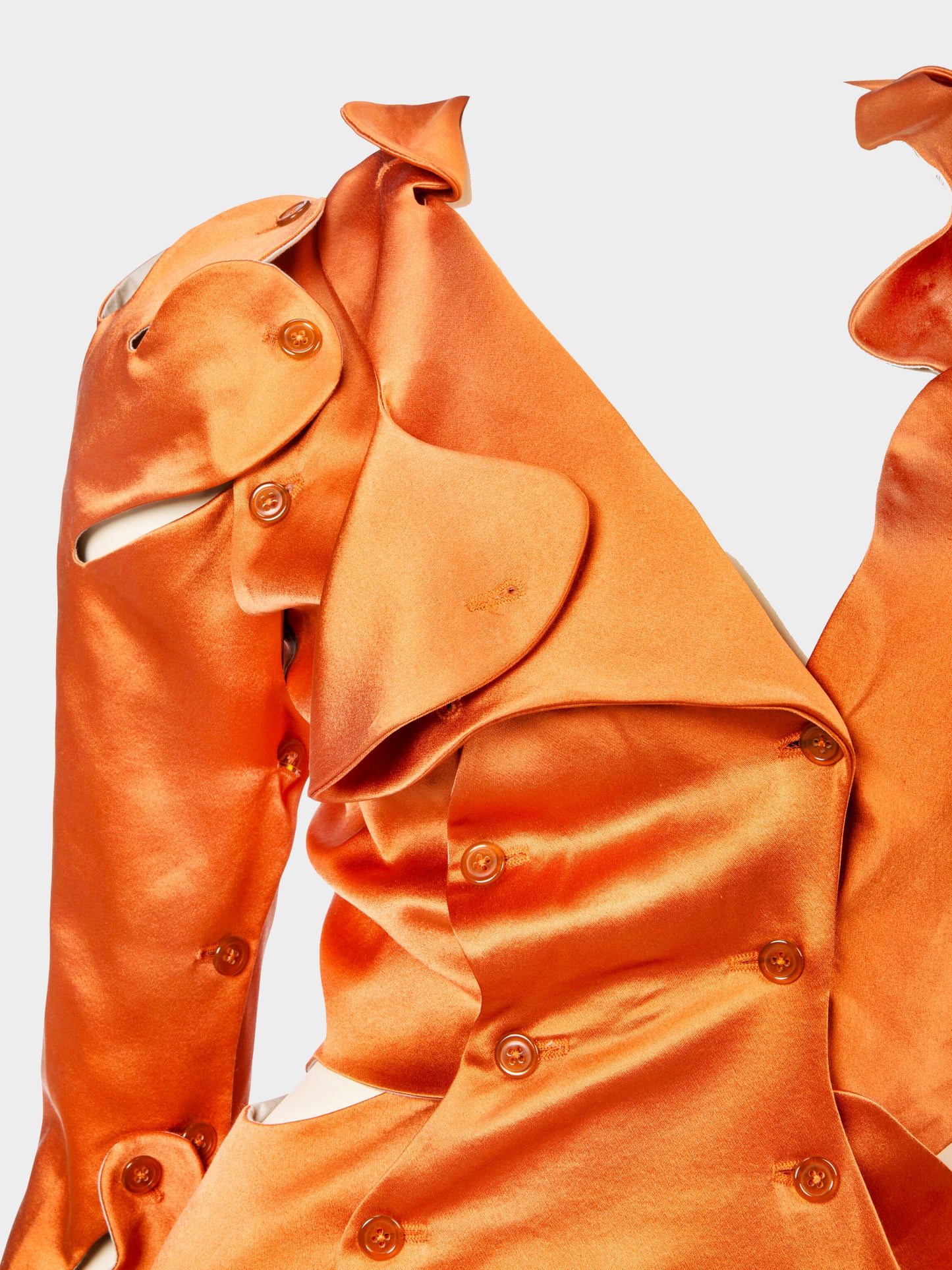 Vivienne Westwood FW 2007-2008 Orange Satin 'Flintstone' Dress and Cape