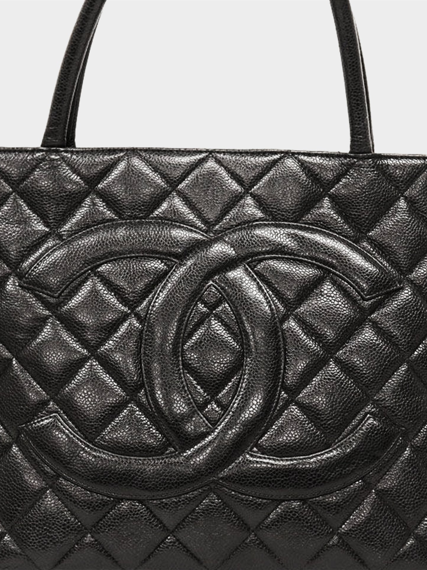 Chanel 2000 Black Caviar Skin Quilted Tote Bag