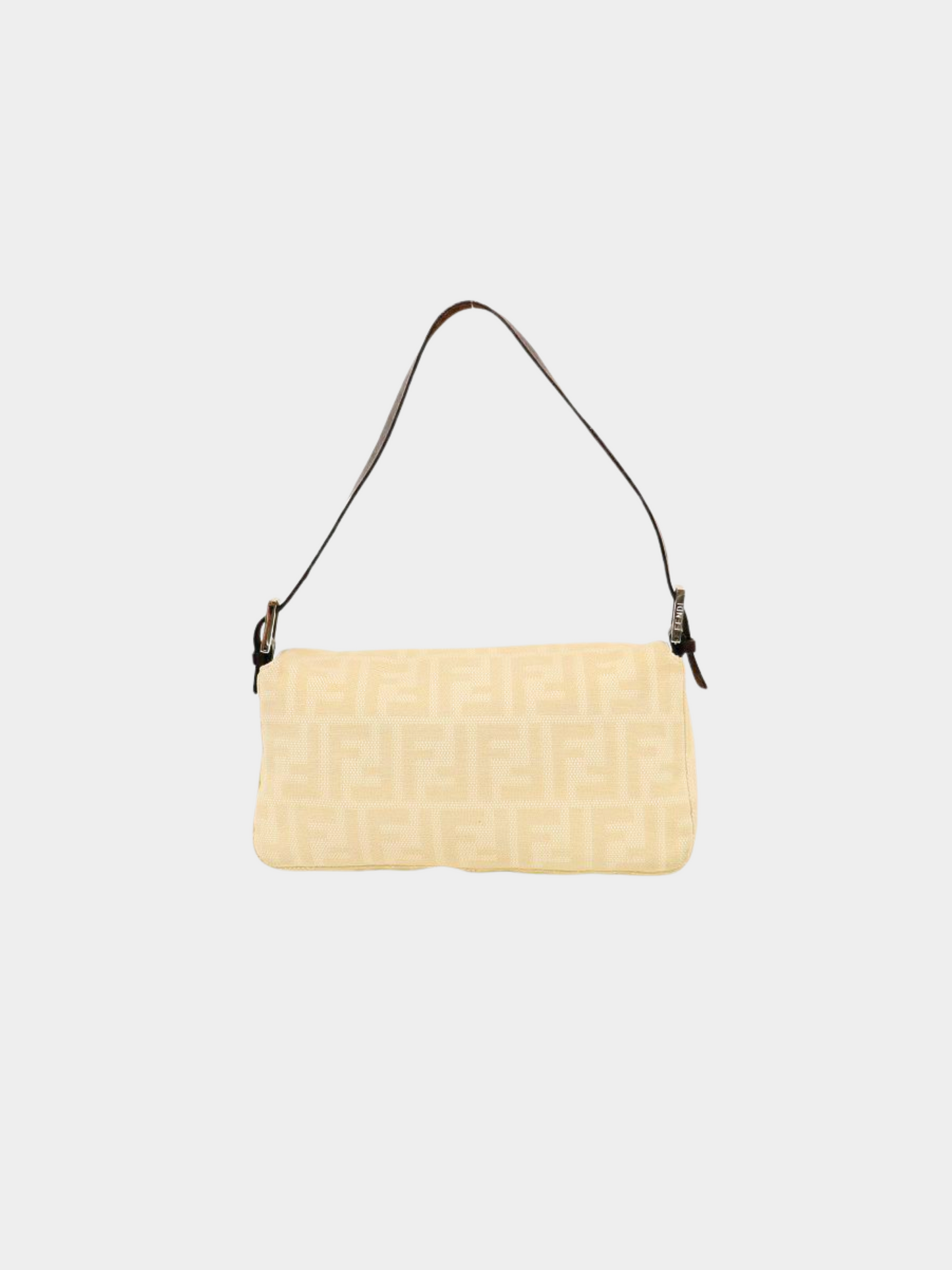Fendi 2000s White Zucca Baguette Bag