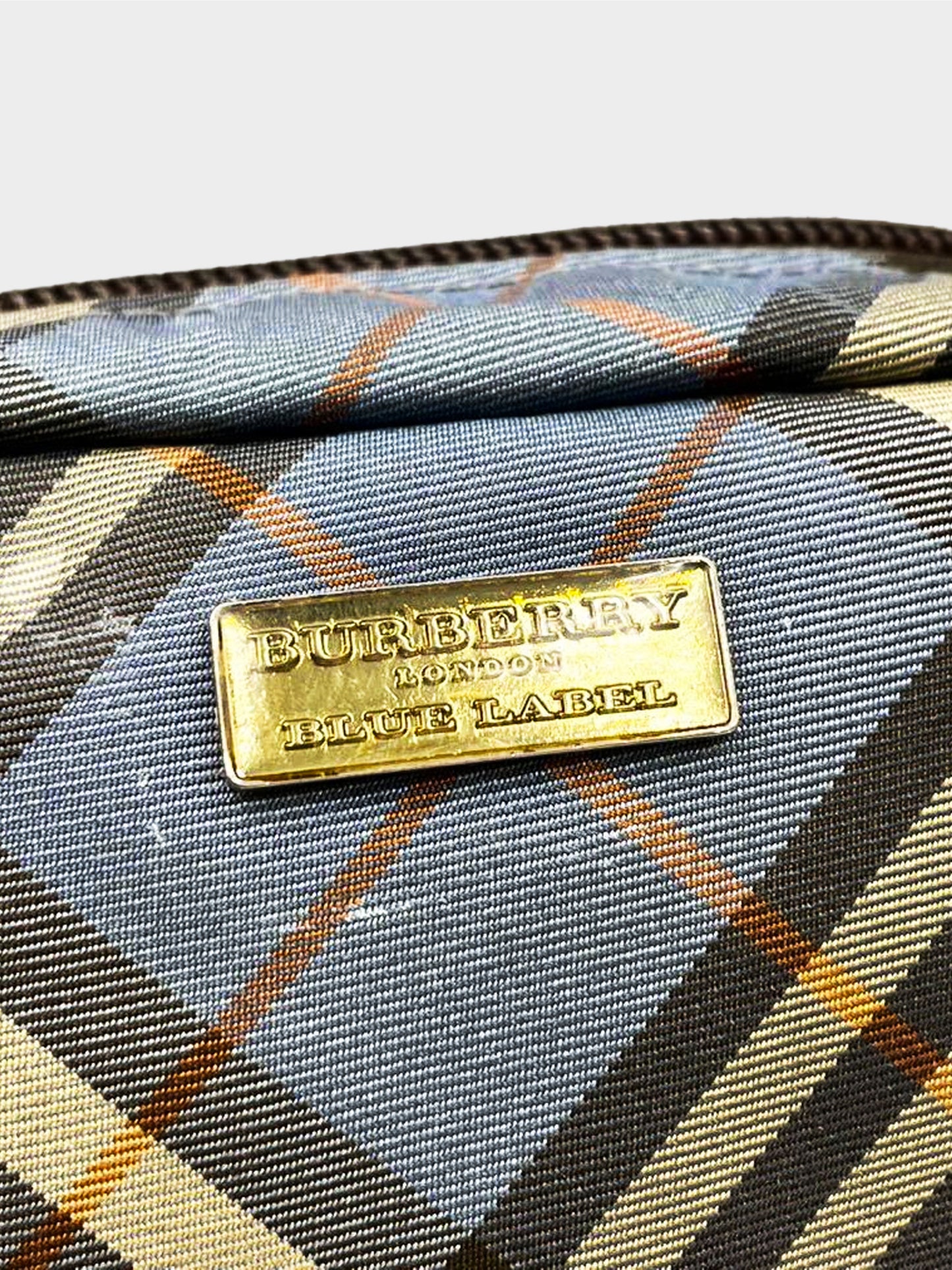 Burberry Blue Label 2000s Blue and Beige Nova Check Pouch Bag