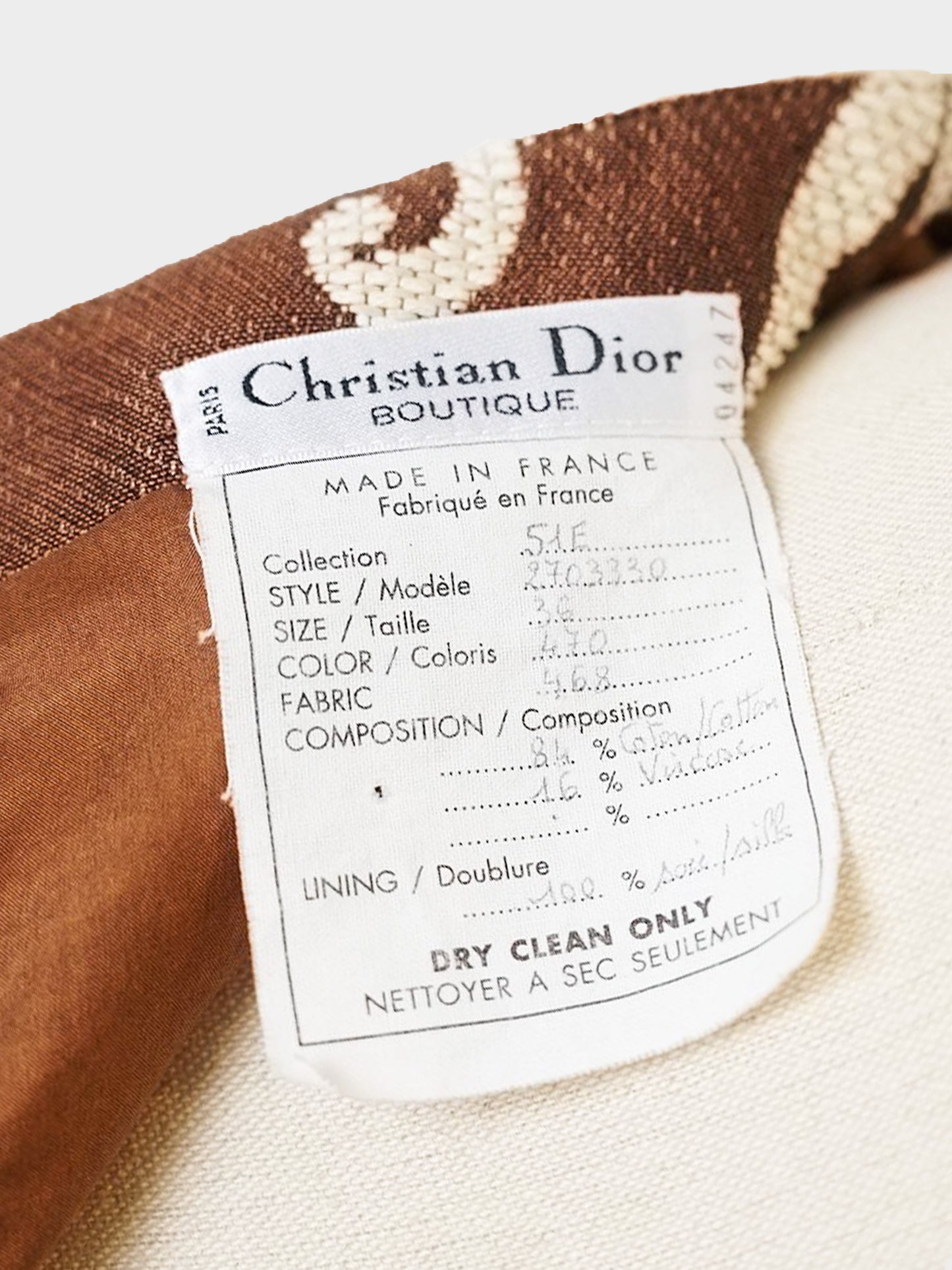 Christian Dior by John Galliano 1990s Brown and White Brocade Jacket and Skirt Set