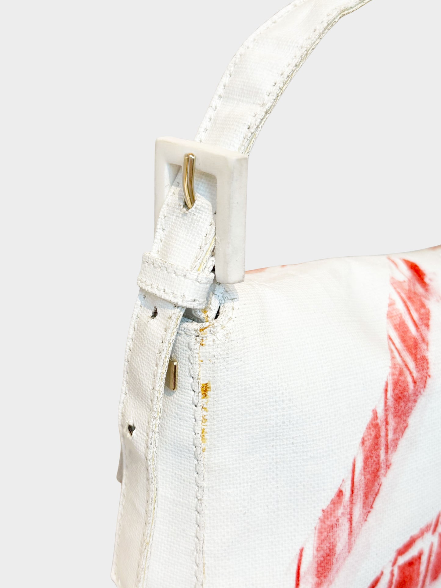 Fendi 2000s White Canvas Artist Series Baguette Bag