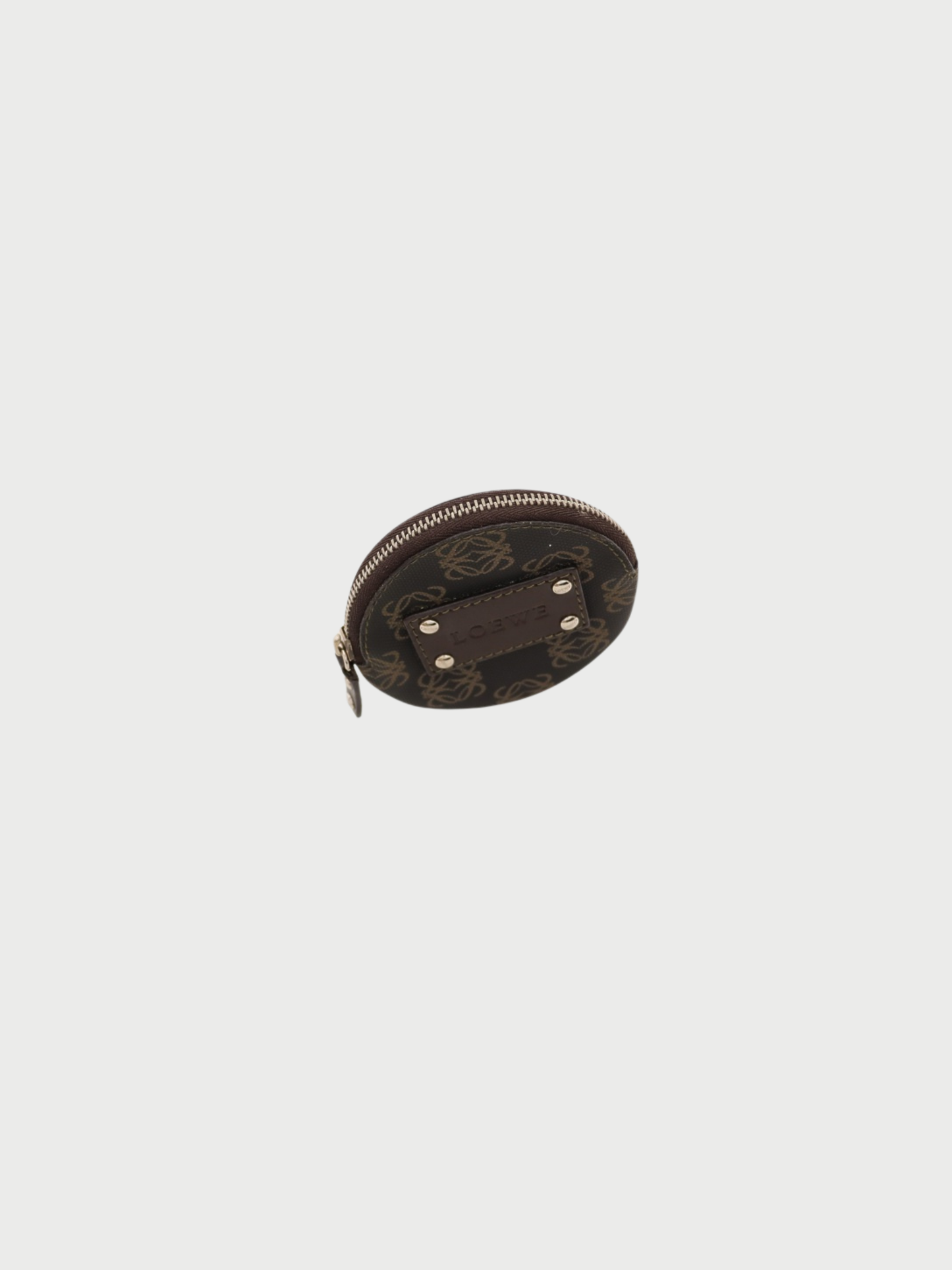 Loewe 2000s Dark Brown Black PVC Leather Anagram Coin Case