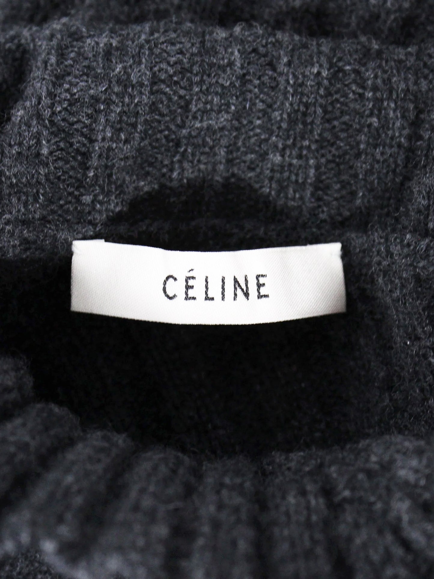 Celine by Phoebe Philo 2019 Dark Grey Long Sleeve Turtleneck Knit Dress