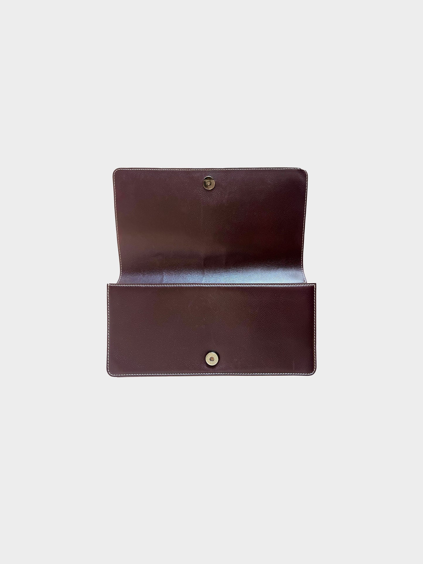 Chanel 2003-2004 Dark Burgundy Leather Mademoiselle Lock Double Pocket Handbag