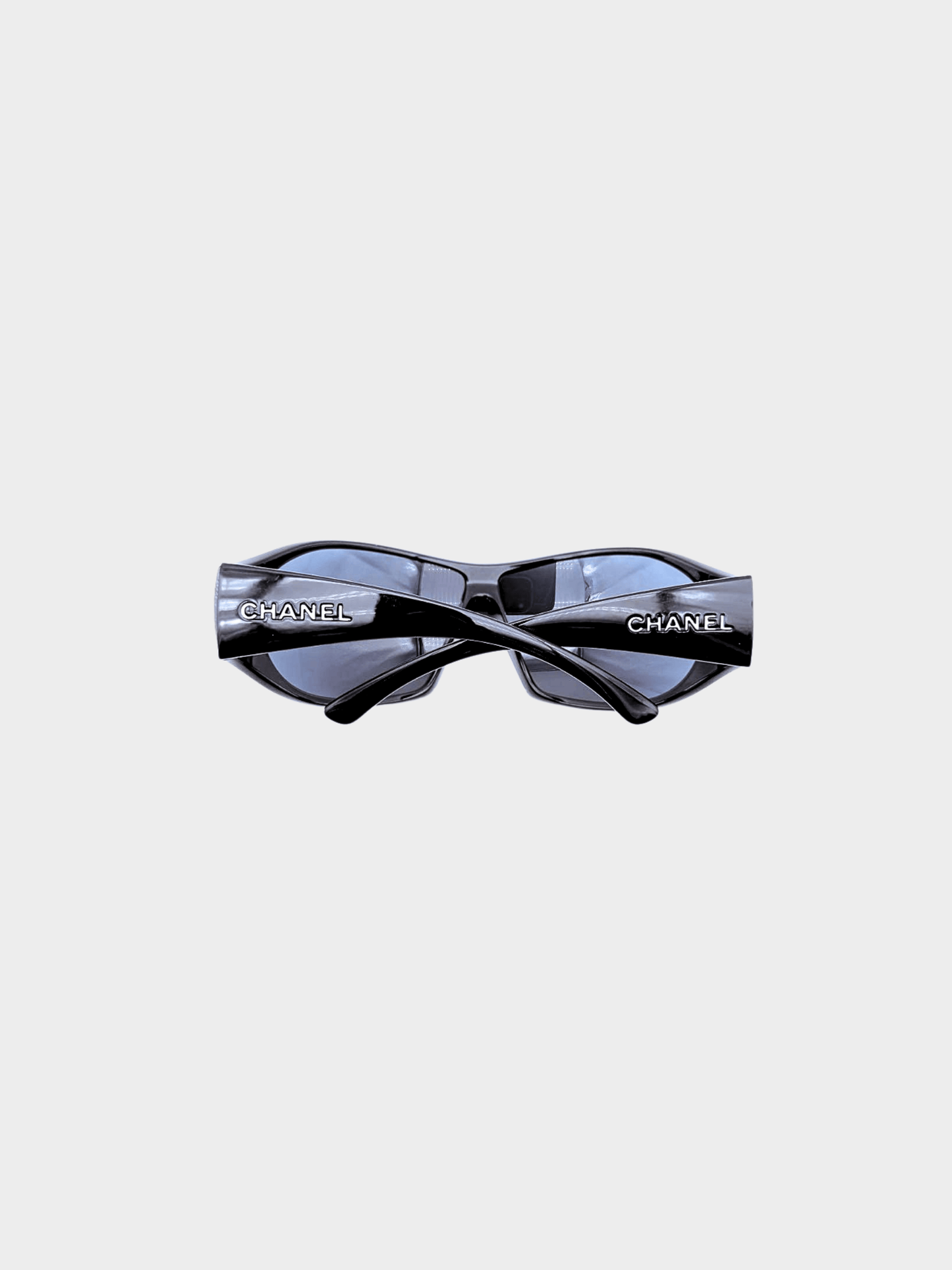 Chanel 2000s Black Shield Sunglasses