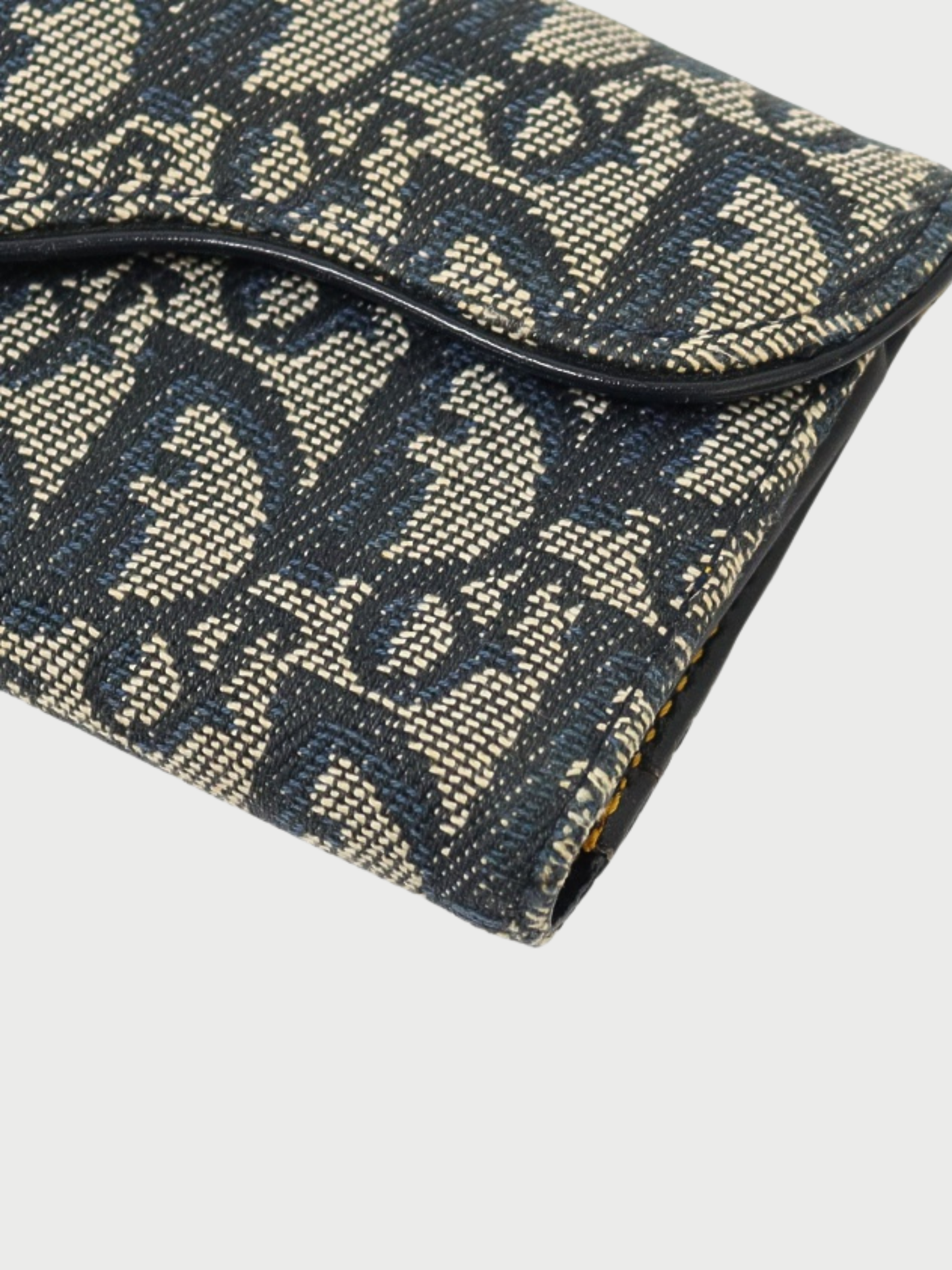 Christian Dior 2010s Navy Trotter Canvas Leather Saddle Card Case