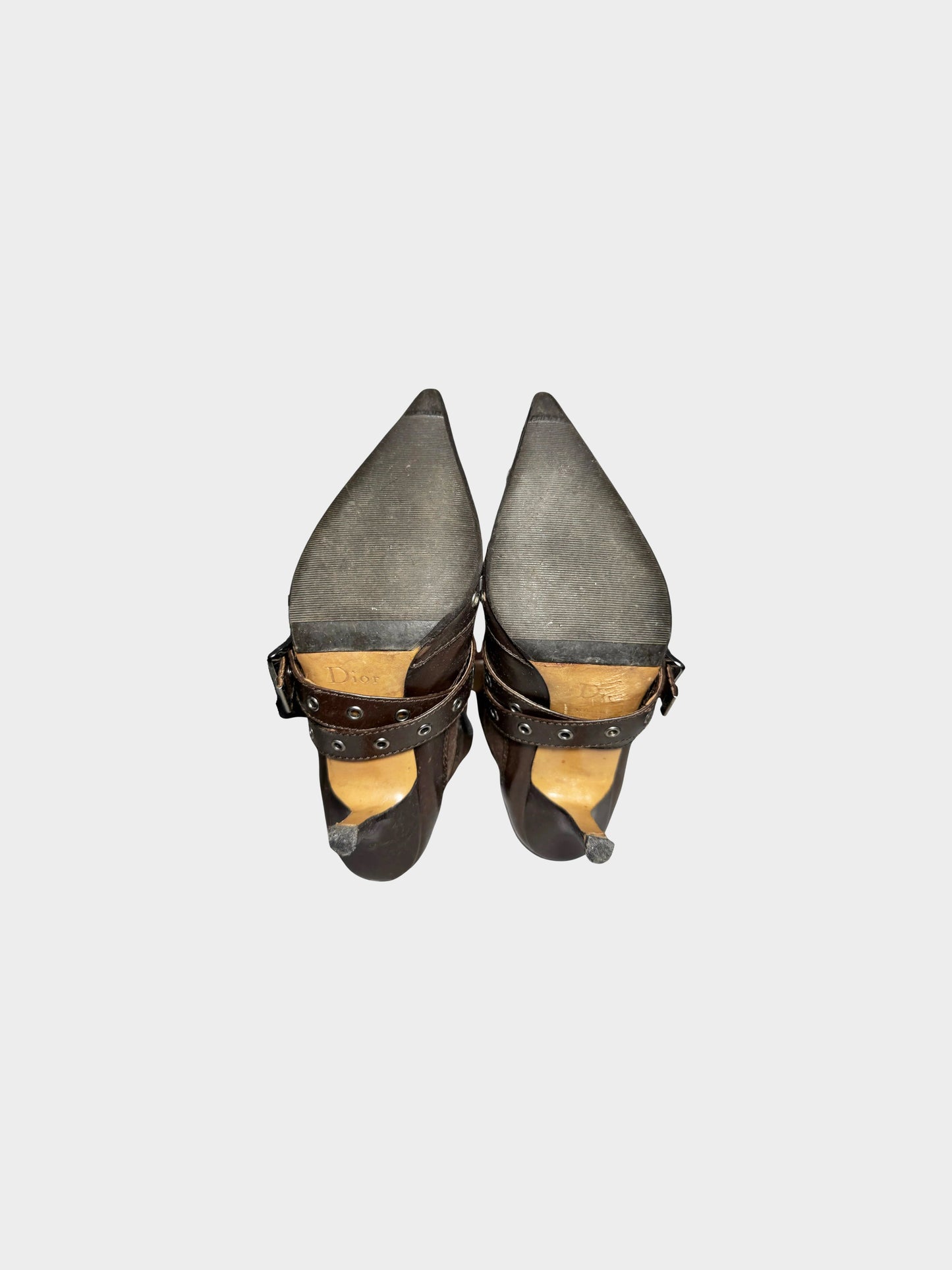 Christian Dior by John Galliano SS 2002 Brown Leather Strapped Boots