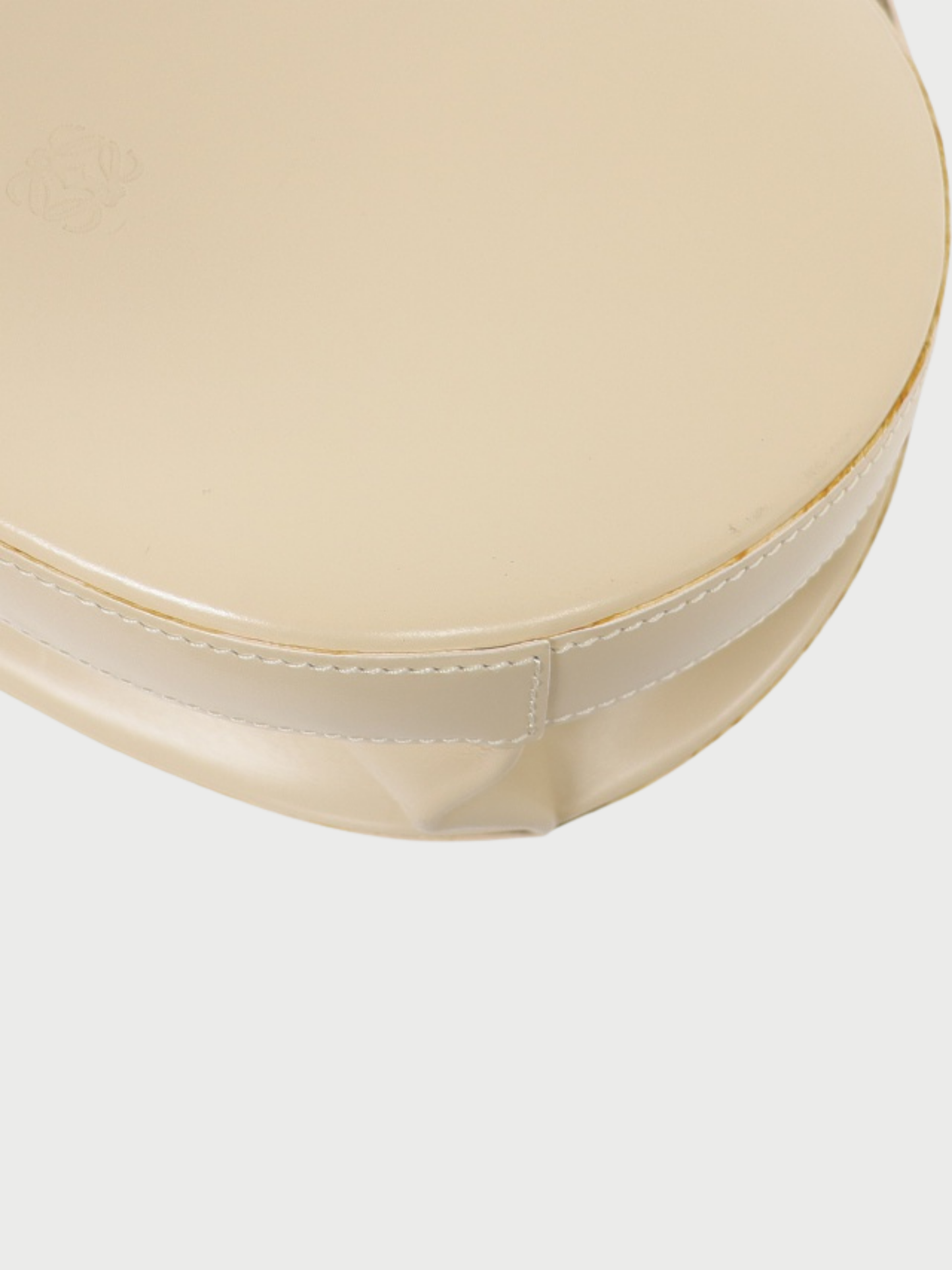 Loewe 2000s Ivory Leather Anagram Round Handbag