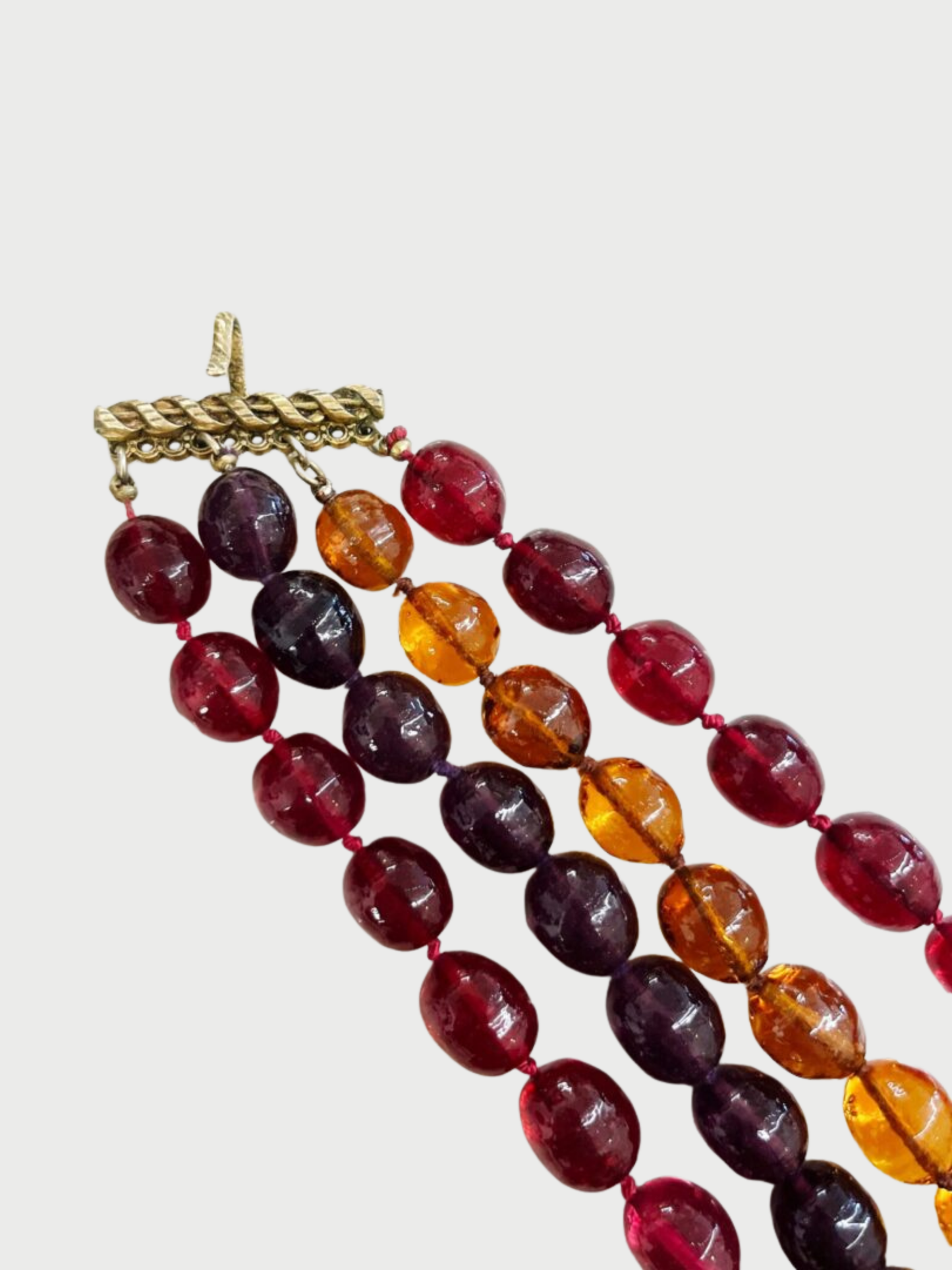 Chanel 1983 Multicolor Gripoix Glass 4 Strand Choker Necklace
