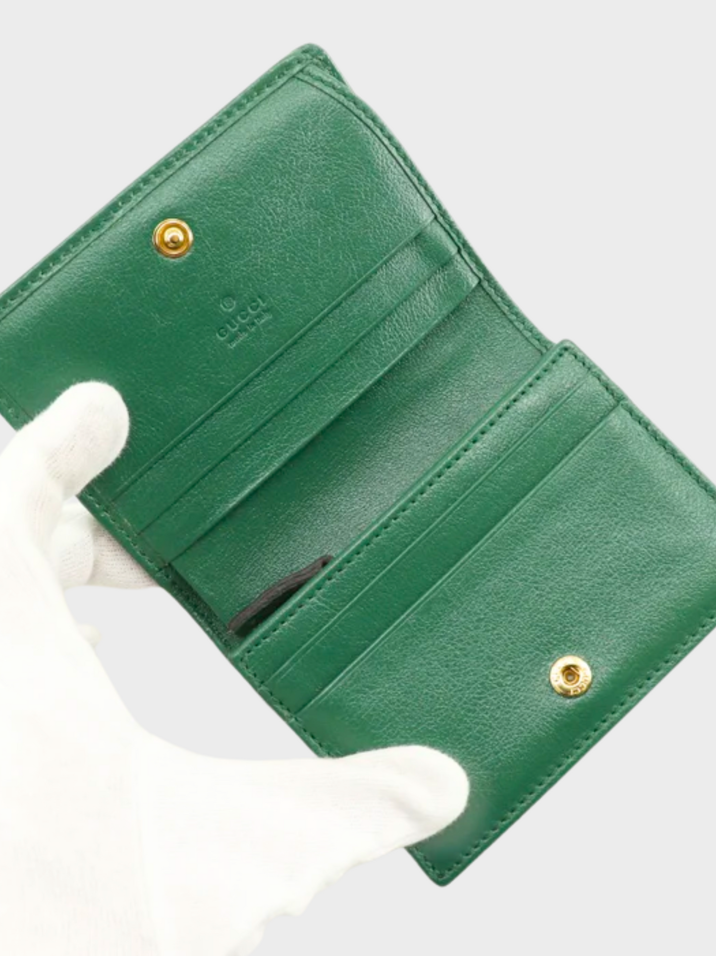 Gucci 2010s Green GG Marmont Compact Wallet