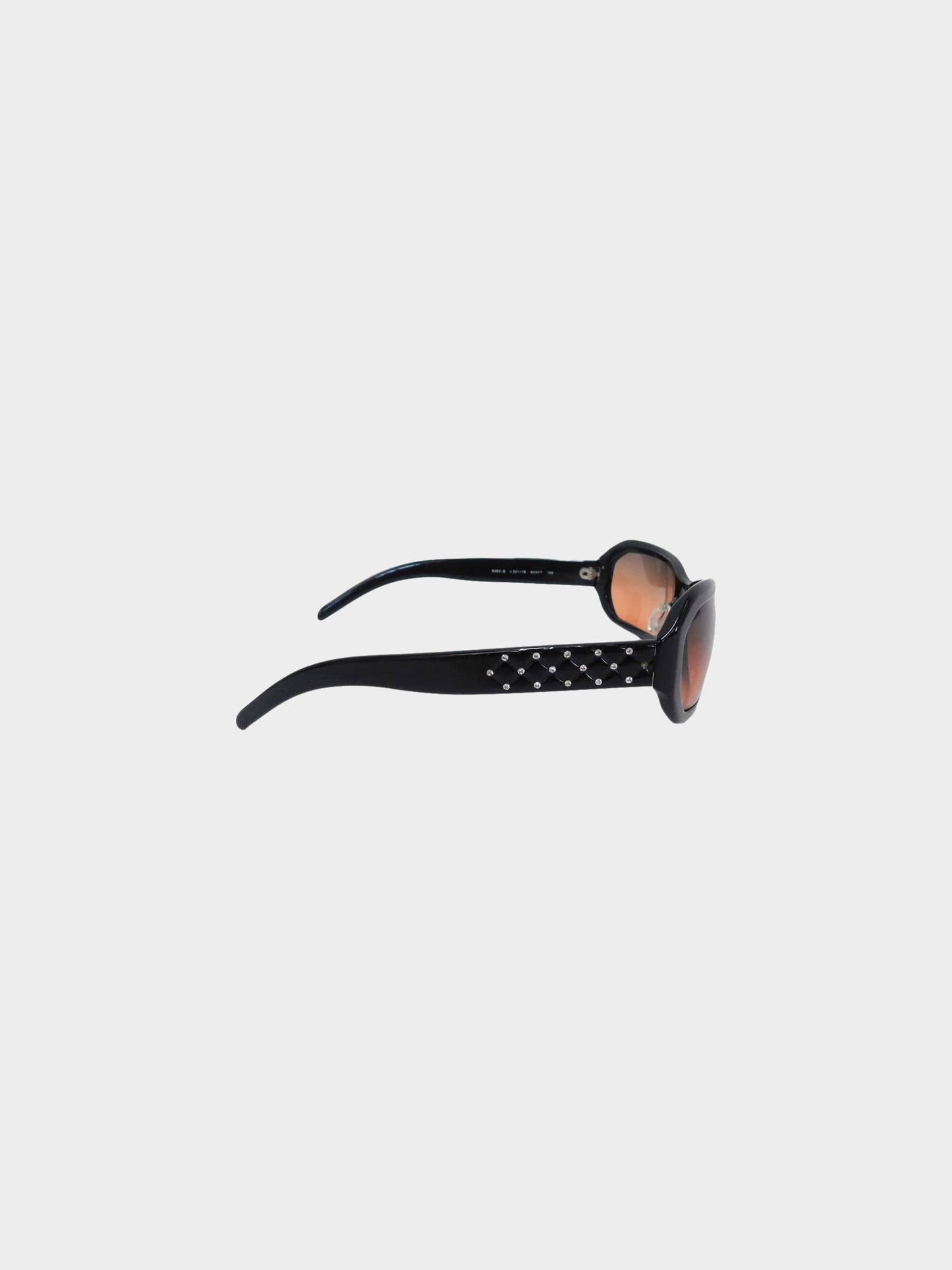 Chanel Early 2000s Black and Brown 5062 Shield-style Sunglasses