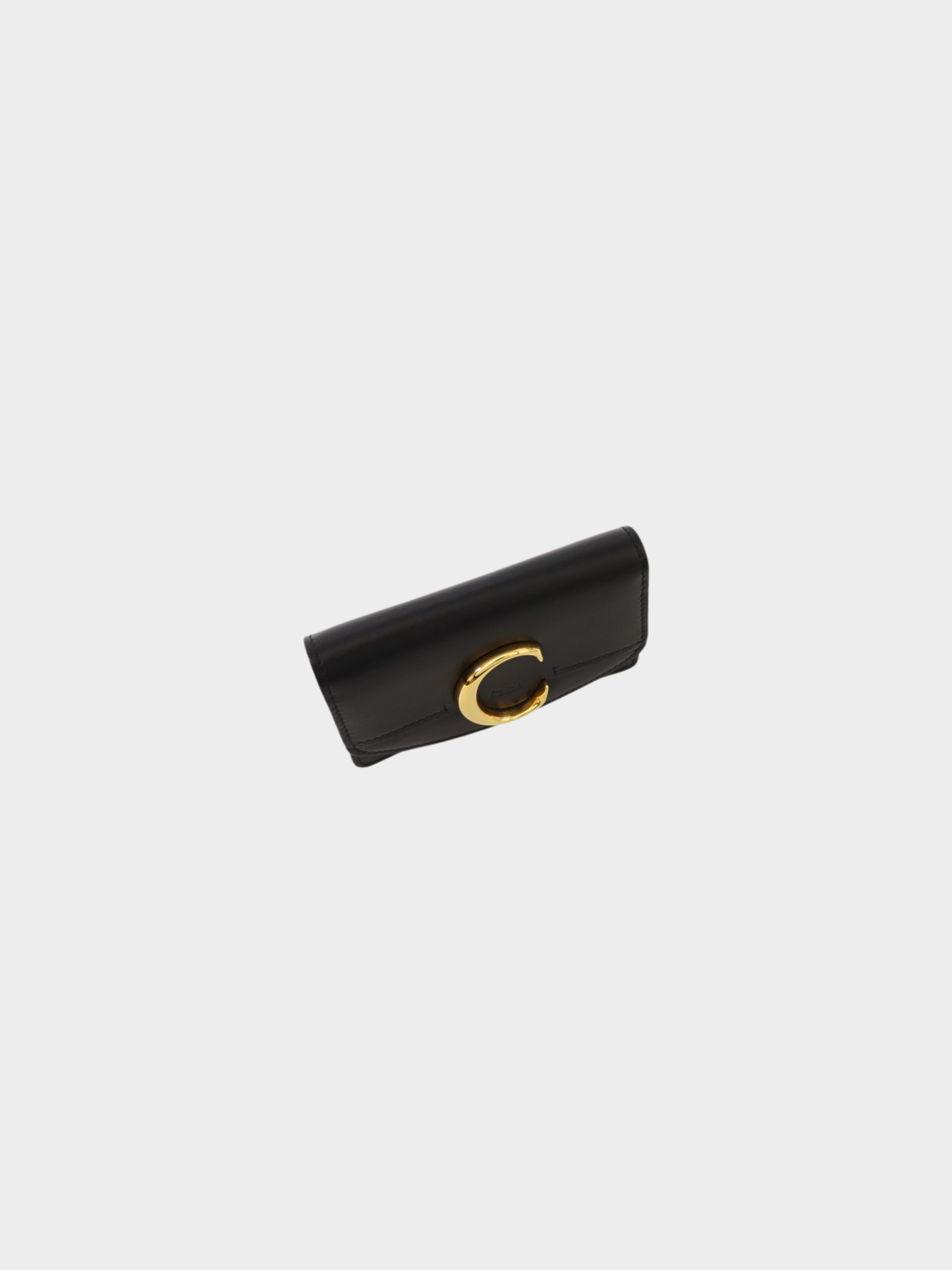 Chloé 2020s Black Leather Logo Hardware Card Case