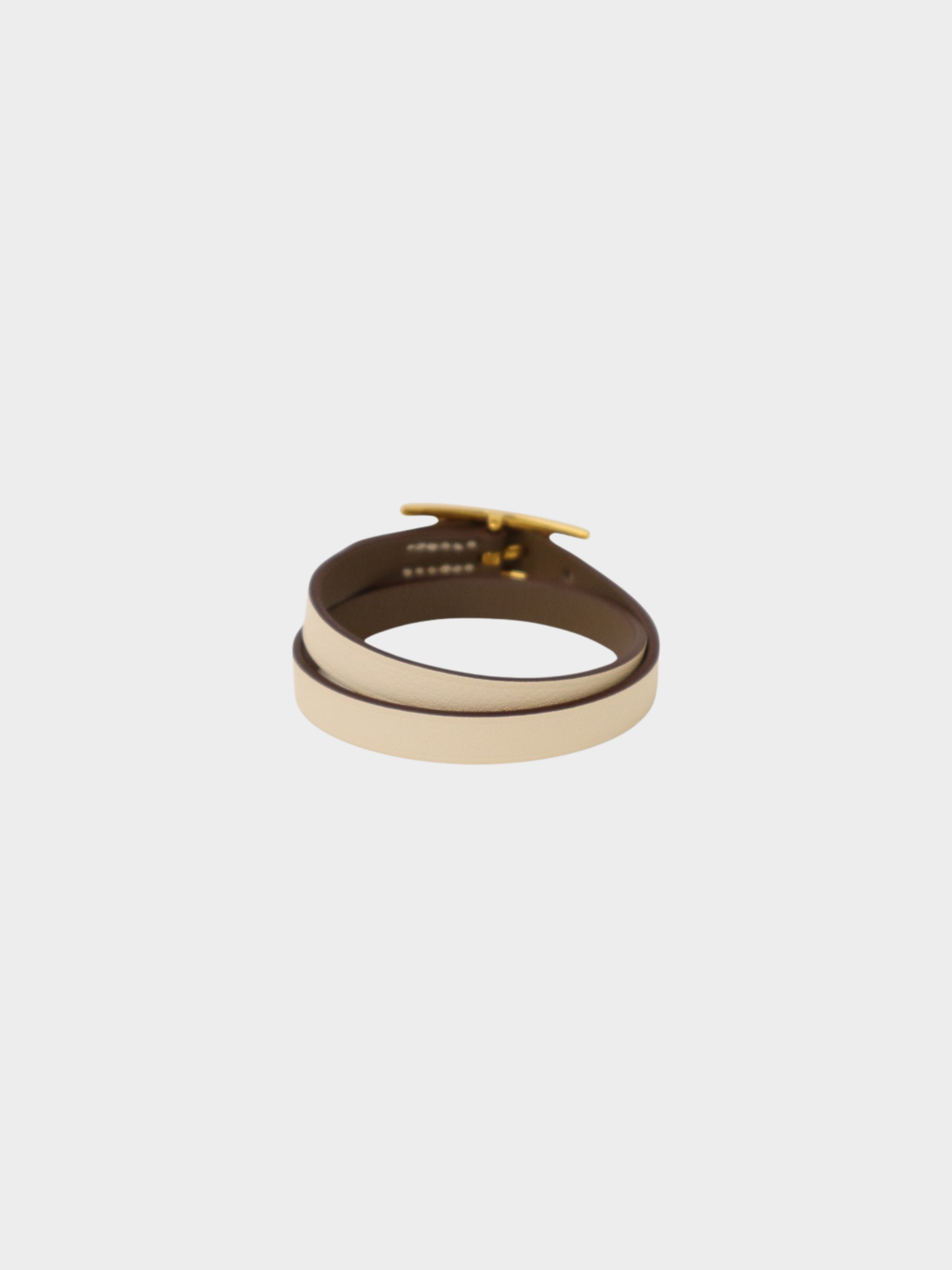 Hermès 2020s Ivory Greige Leather Behapi Double Tour Bracelet